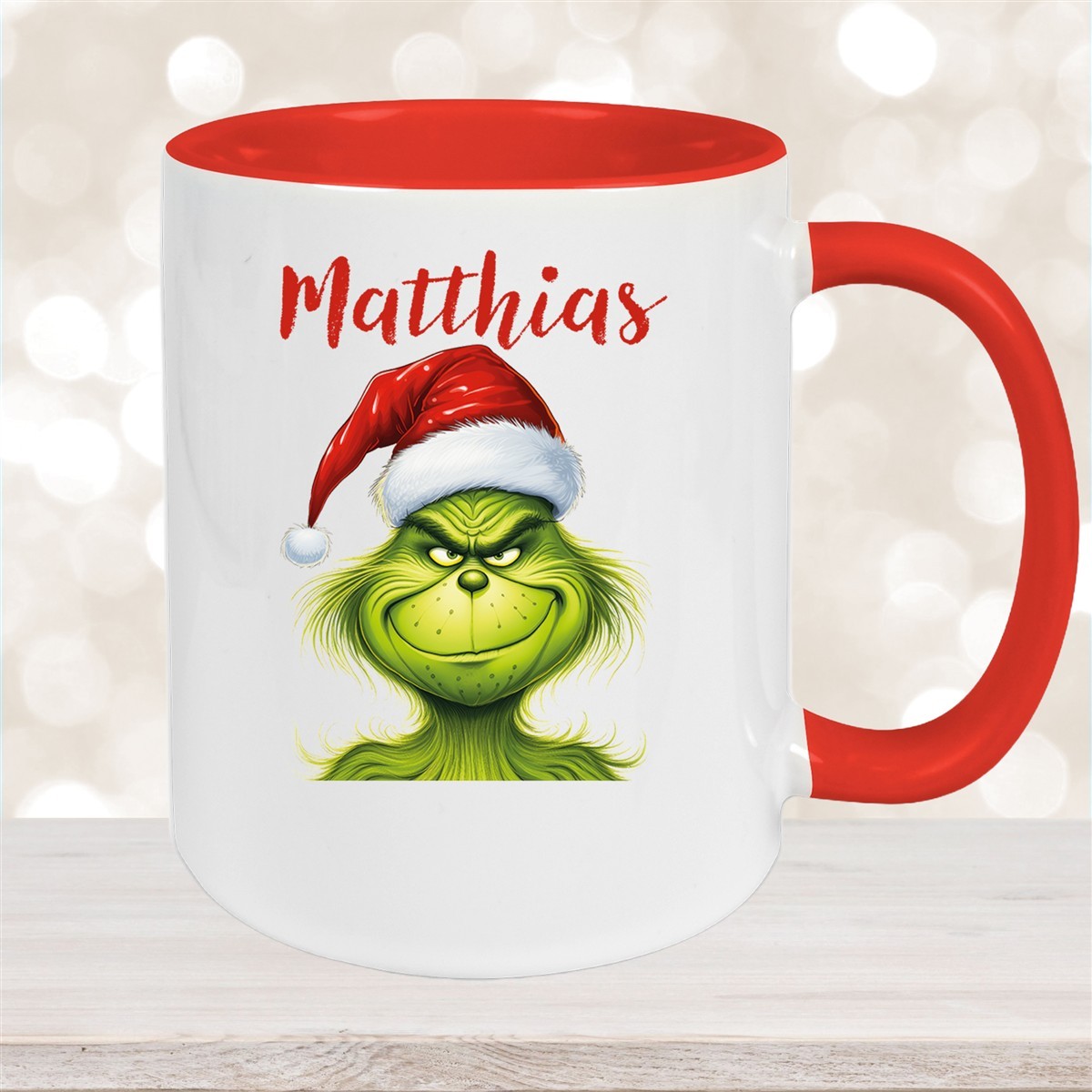 Tasse Wunschname Weihnachten Grinch #3 Keramik Kinderbecher Rot
