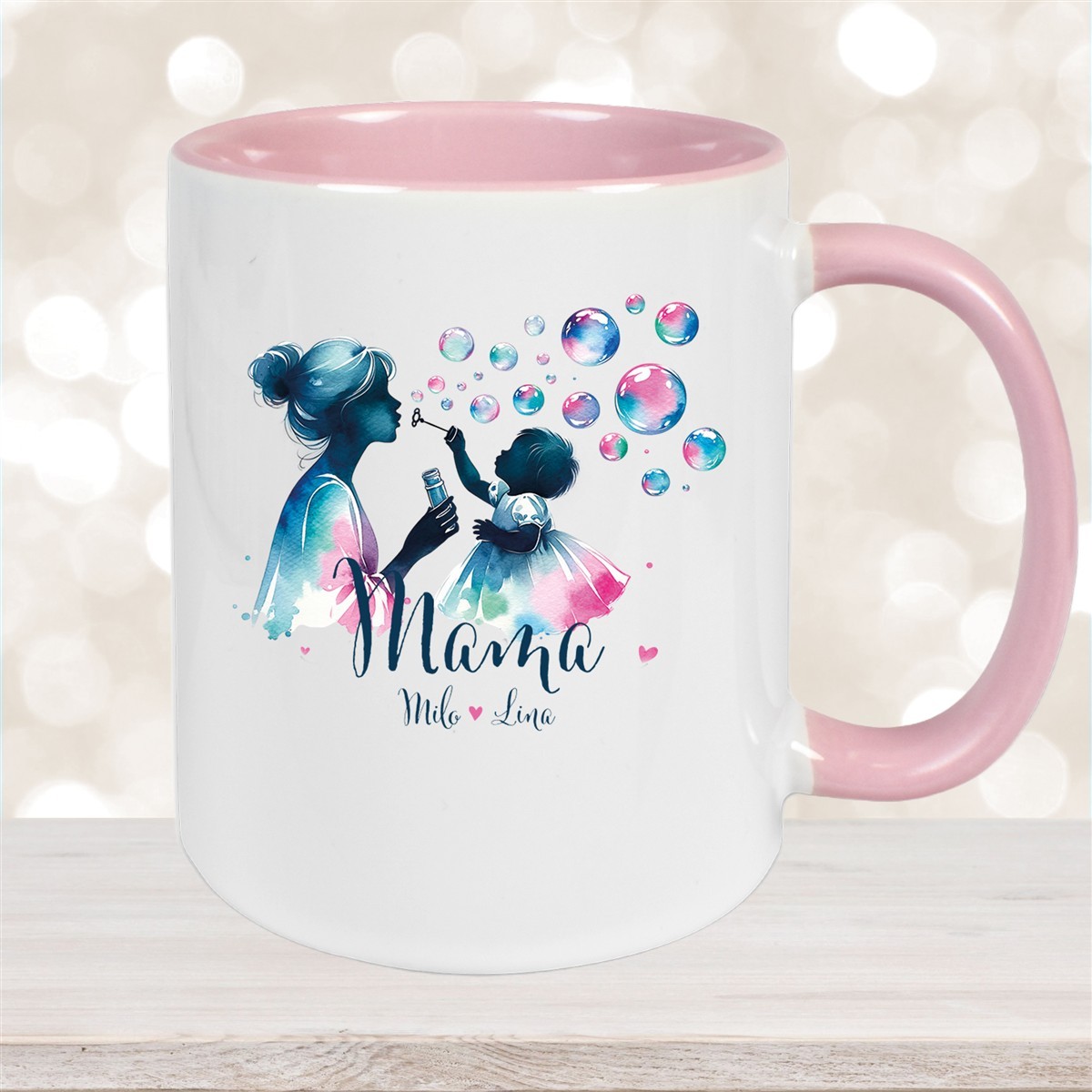 Tasse Muttertag #10 Wunschnamen Keramik Personalisiert Altrosa