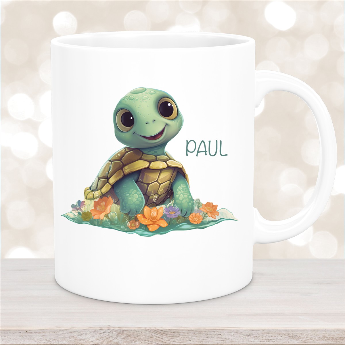 Tasse Wunschname Schildkröte #1 Keramik Kinderbecher personalisiert versch. Farben