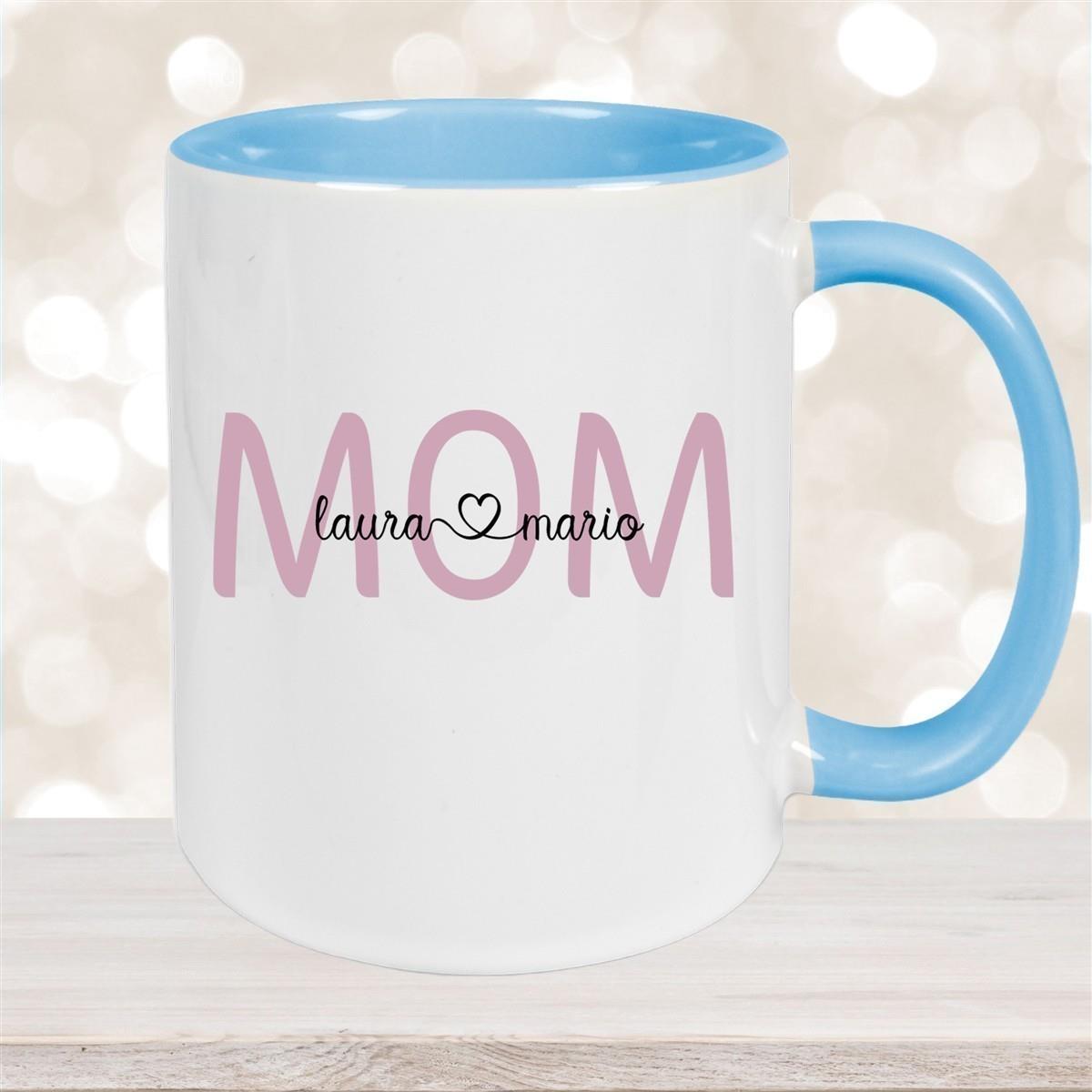 Tasse Muttertag 2 Wunschnamen Keramik Personalisiert versch. Farben