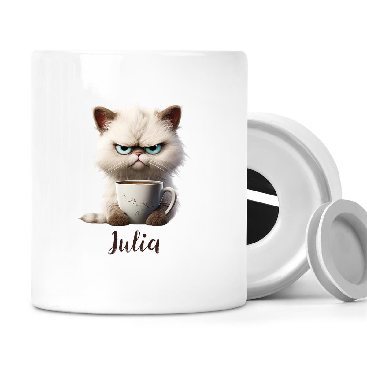 Spardose Katze Grumpy #2 Wunschname personalisiert