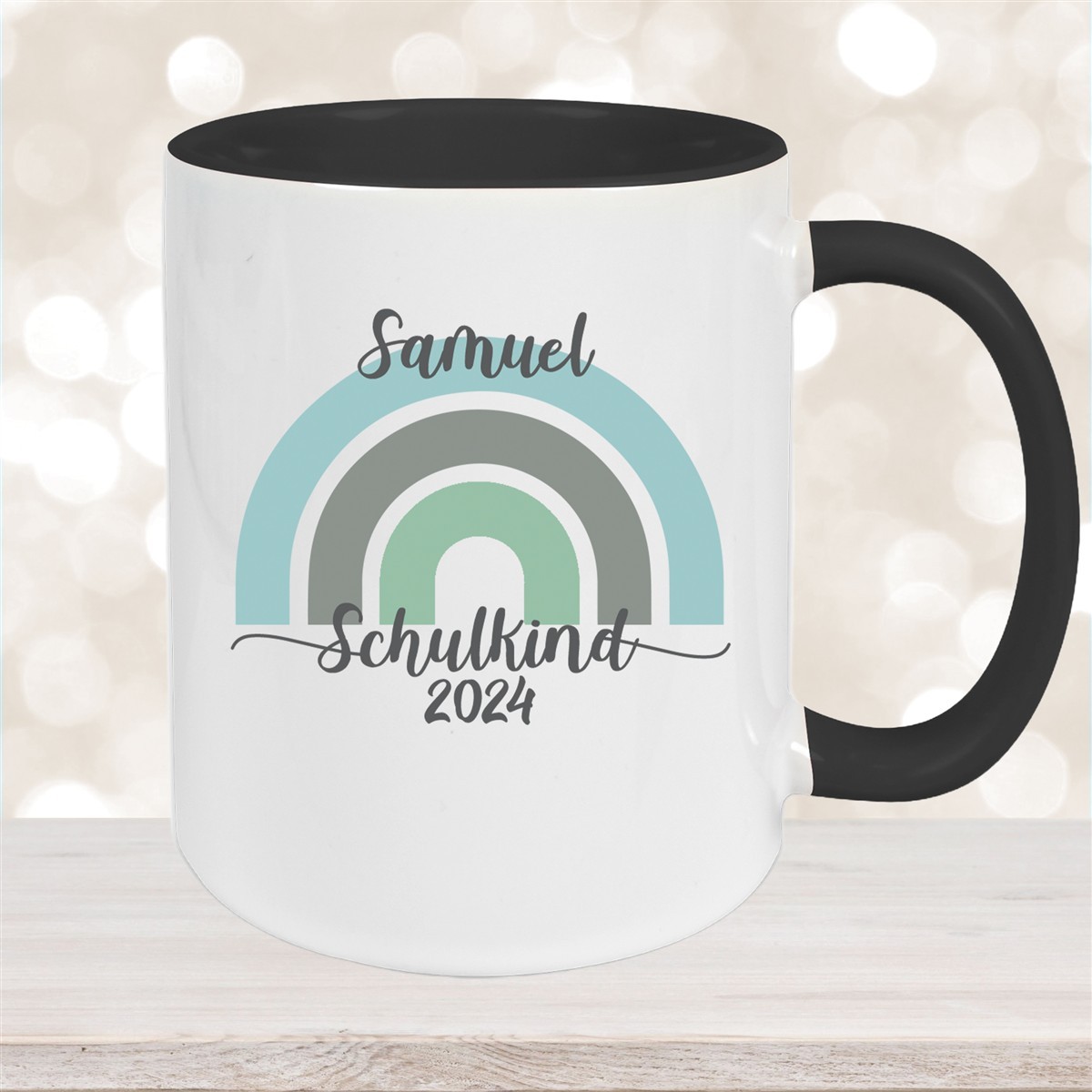 Tasse Schulkind #05 Wunschname Rainbow Keramik Kinderbecher Personalisiert versch. Farben