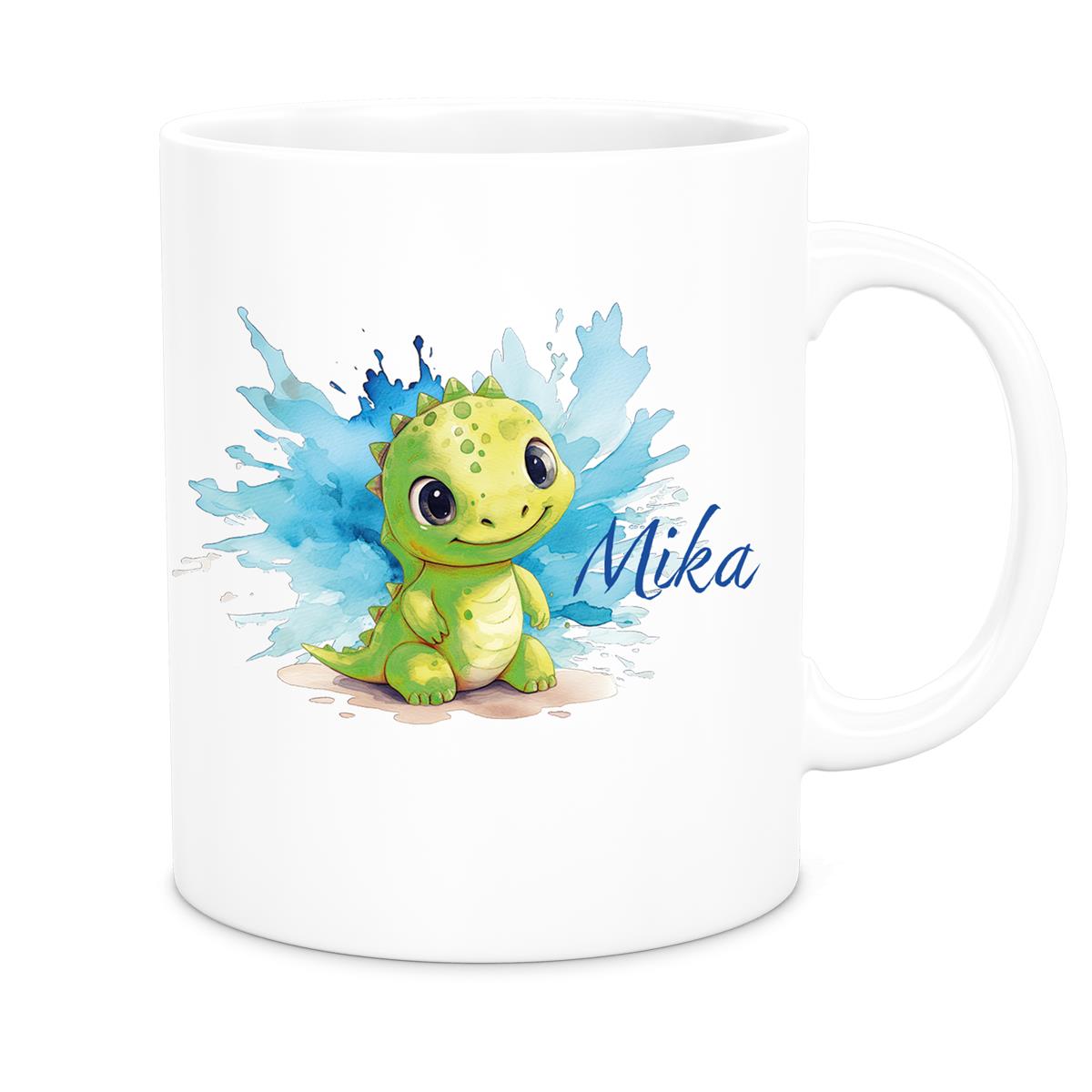 Tasse Dino 12 Wunschname Keramik Kinderbecher Personalisiert versch. Farben