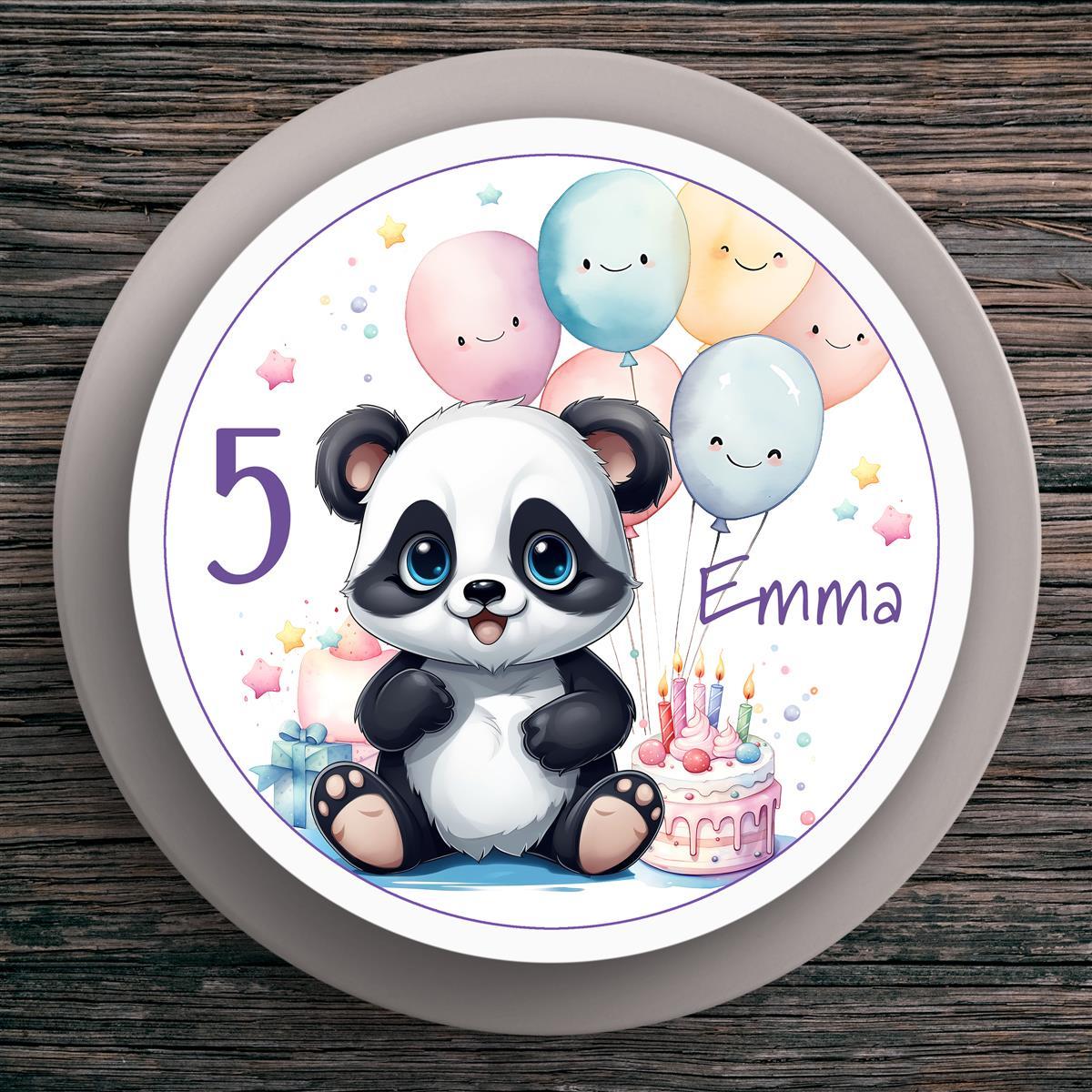 Tortenaufleger Geburtstag Panda #1 Name & Zahl (20cm)