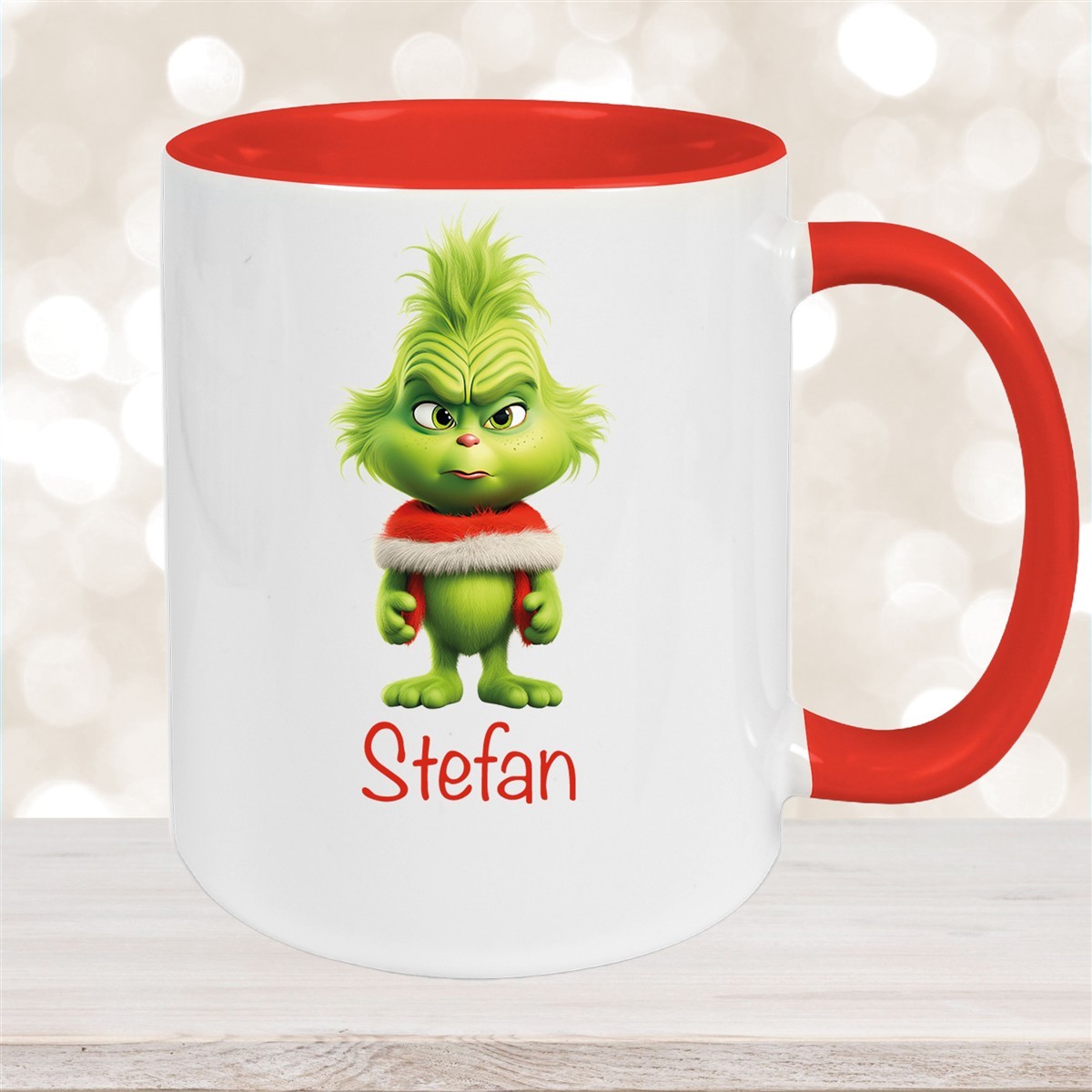Tasse Wunschname Weihnachten Grinch #1 Keramik Kinderbecher Rot