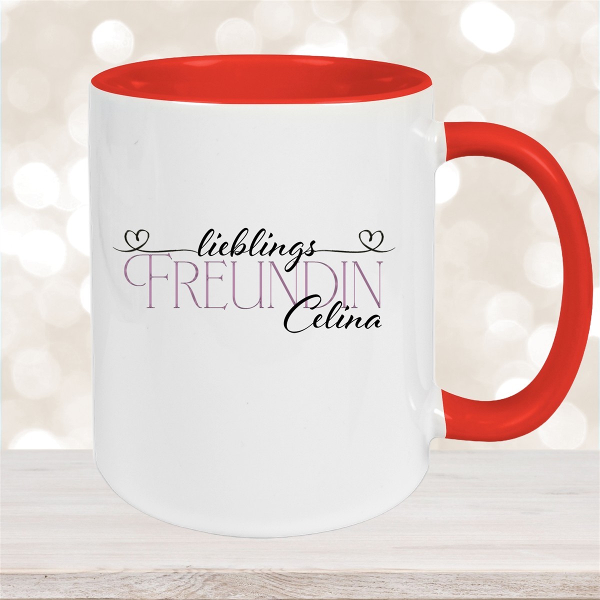 Tasse Wunschname Lieblings-Freundin #1 personalisiert Keramik Becher Rot