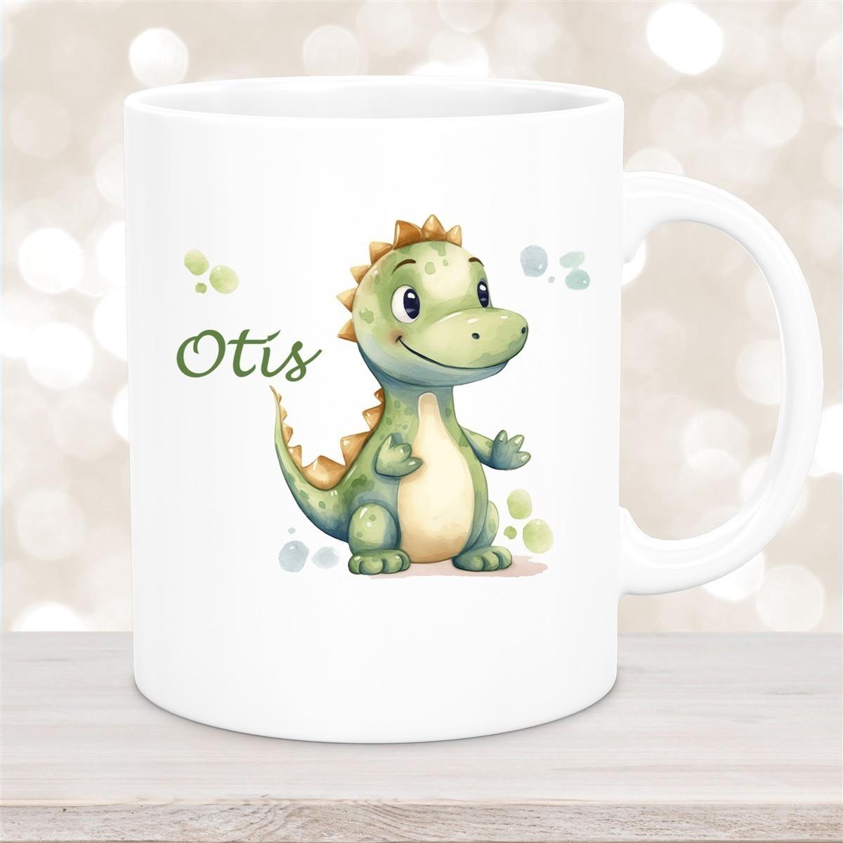 Tasse Wunschname Dino 1 Keramik Kinderbecher versch. Farben