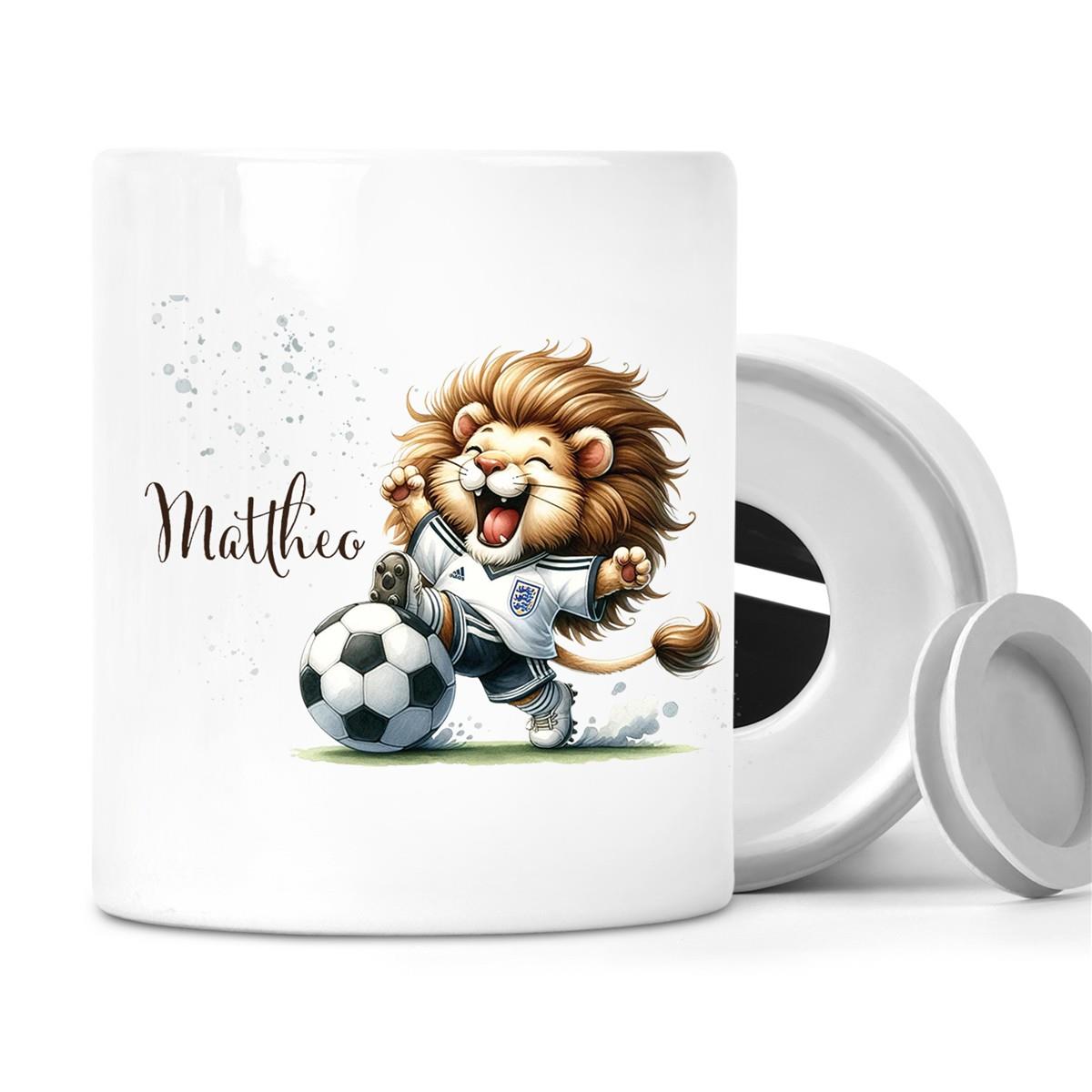 Spardose mit Wunschname Fußball 9 personalisiert