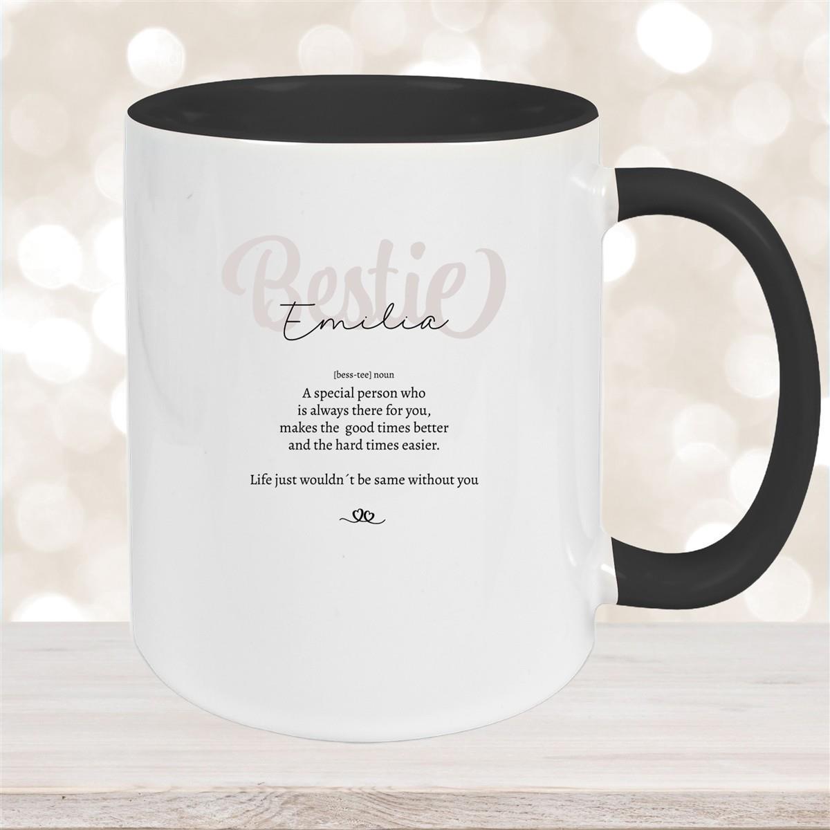 Tasse Wunschname Lieblings-Bestie 2 personalisiert Keramik Becher versch. Farben
