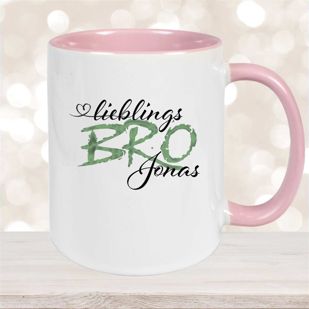 Tasse Wunschname Lieblings-BRO #2 personalisiert Keramik Becher Altrosa