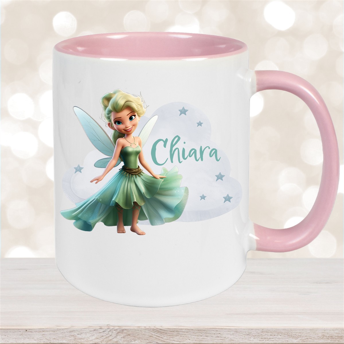 Tasse Fee #5 Wunschname Keramik Kinderbecher personalisiert Altrosa