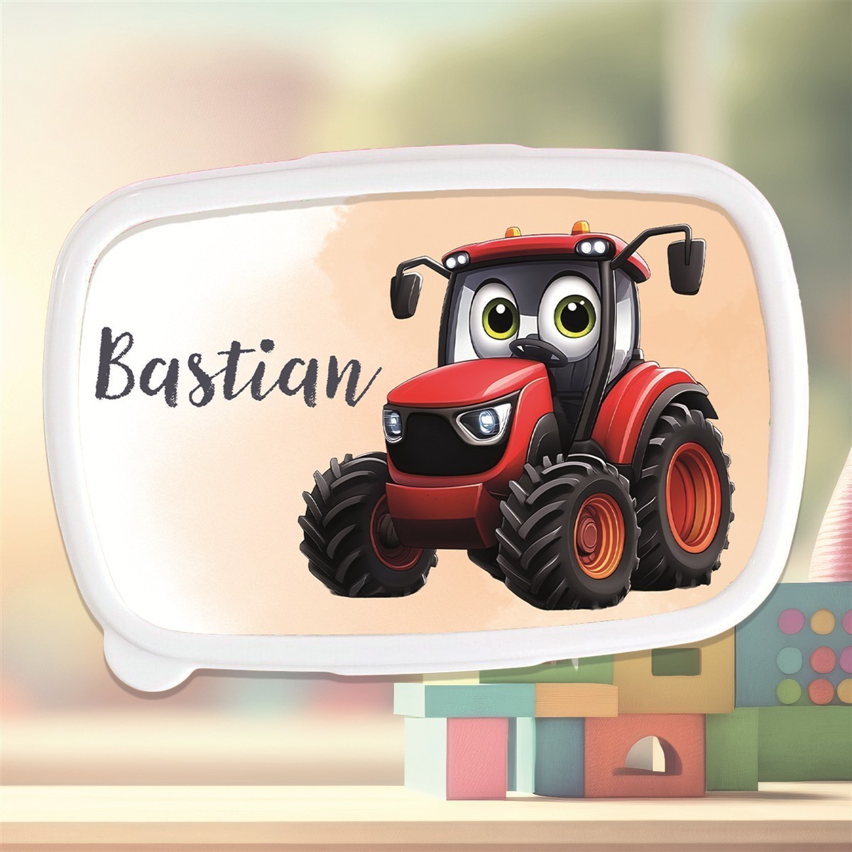 Brotdose mit Namen Traktor #03 – Personalisierte Lunchbox für Schule & Kindergarten Pink