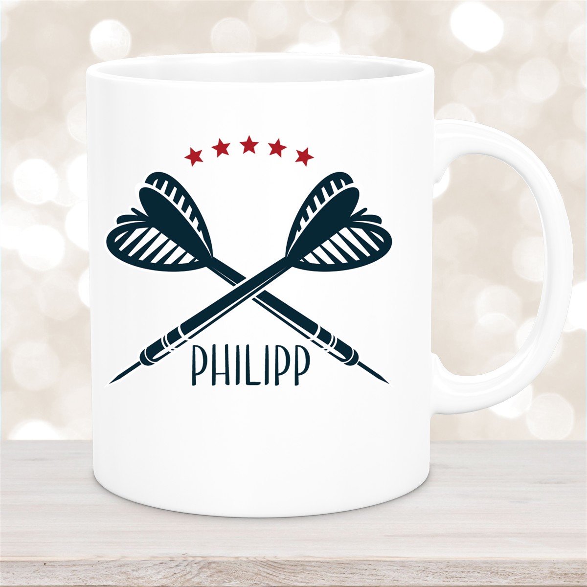 Tasse Dart #3 Wunschname Keramik Kinderbecher personalisiert Weiß