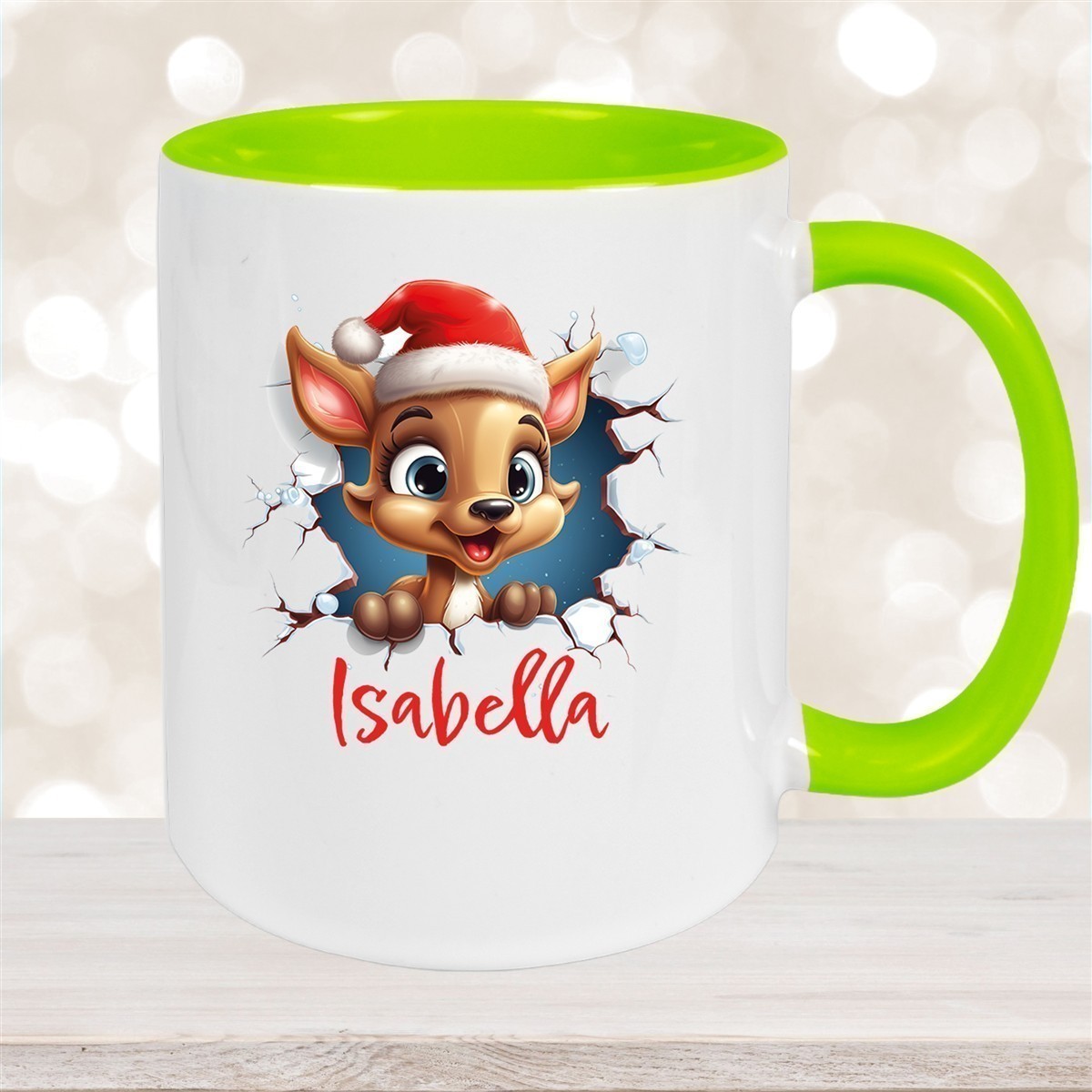 Tasse Wunschname Christmas Rentier #1 Keramik Kinderbecher versch. Farben