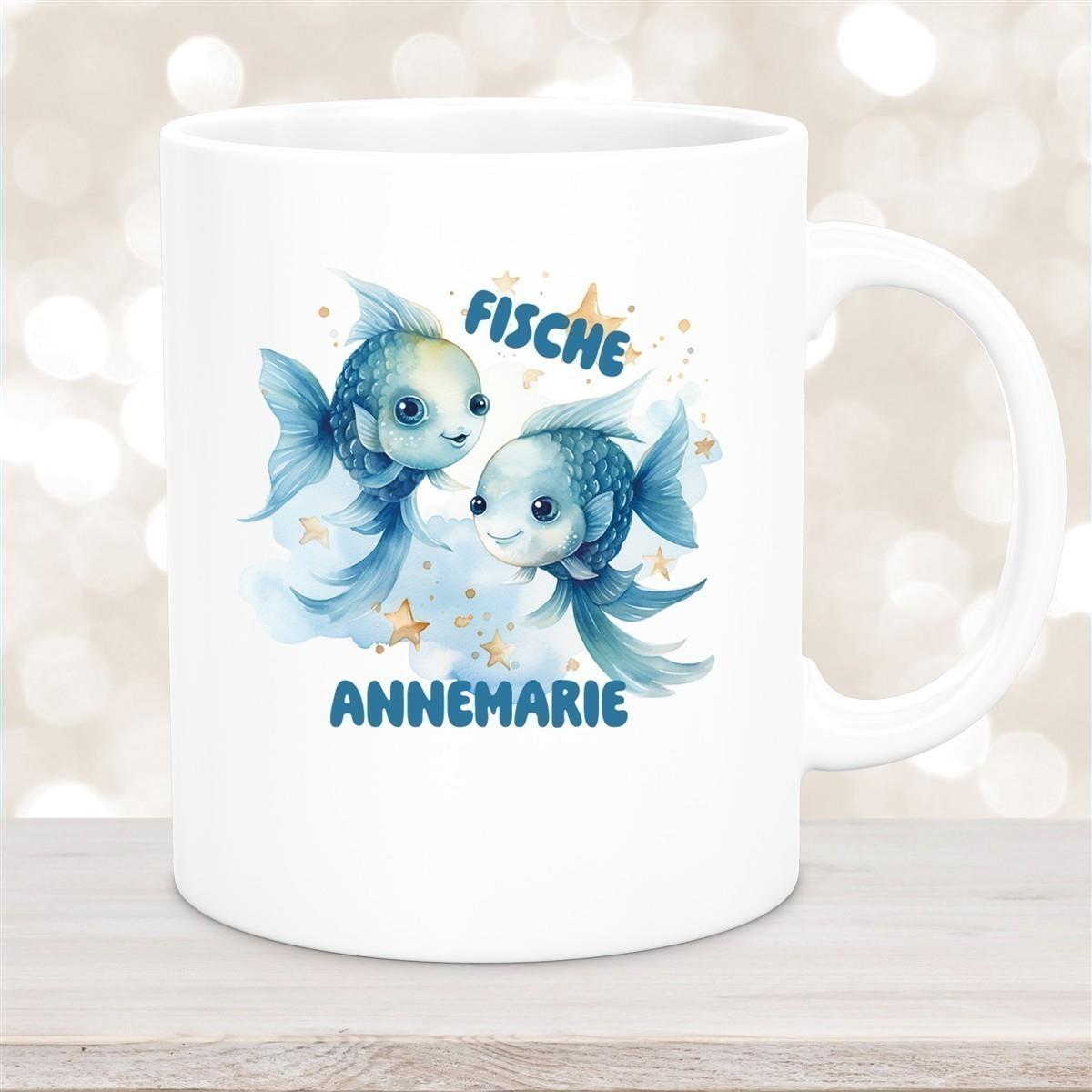 Tasse Sternzeichen Kinder Fische 1 Wunschname Keramik Kinderbecher personalisiert versch. Farben