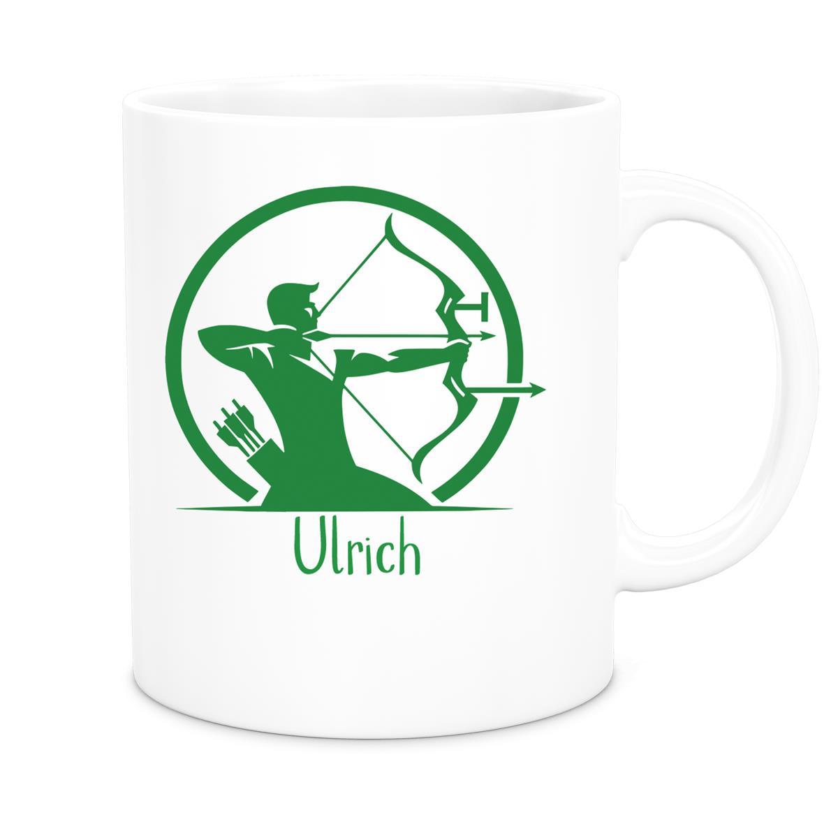 Tasse Bogenschütze 1 Wunschname Keramik personalisiert versch. Farben