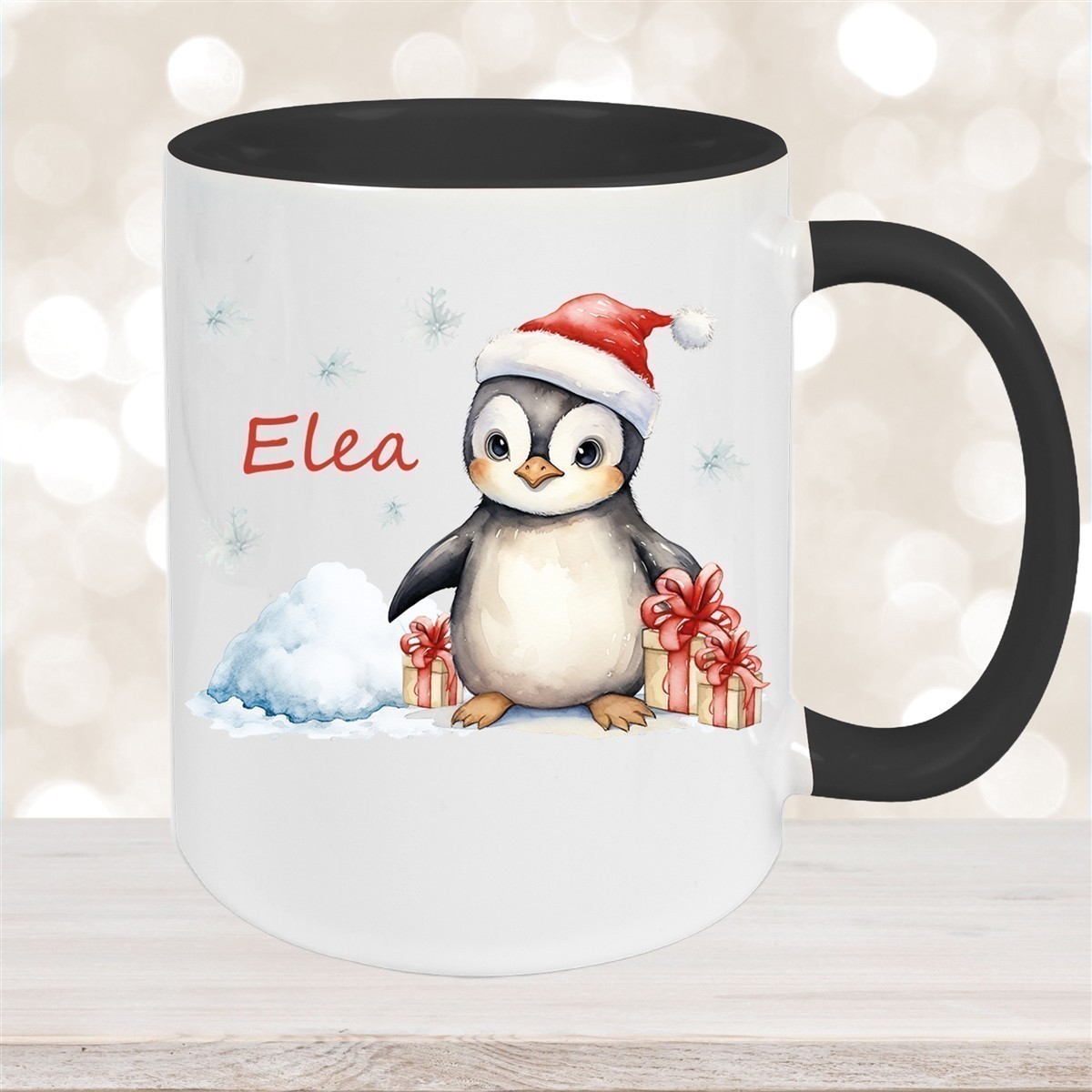 Tasse Wunschname Weihnachten Pinguin #1 Keramik Kinderbecher versch. Farben