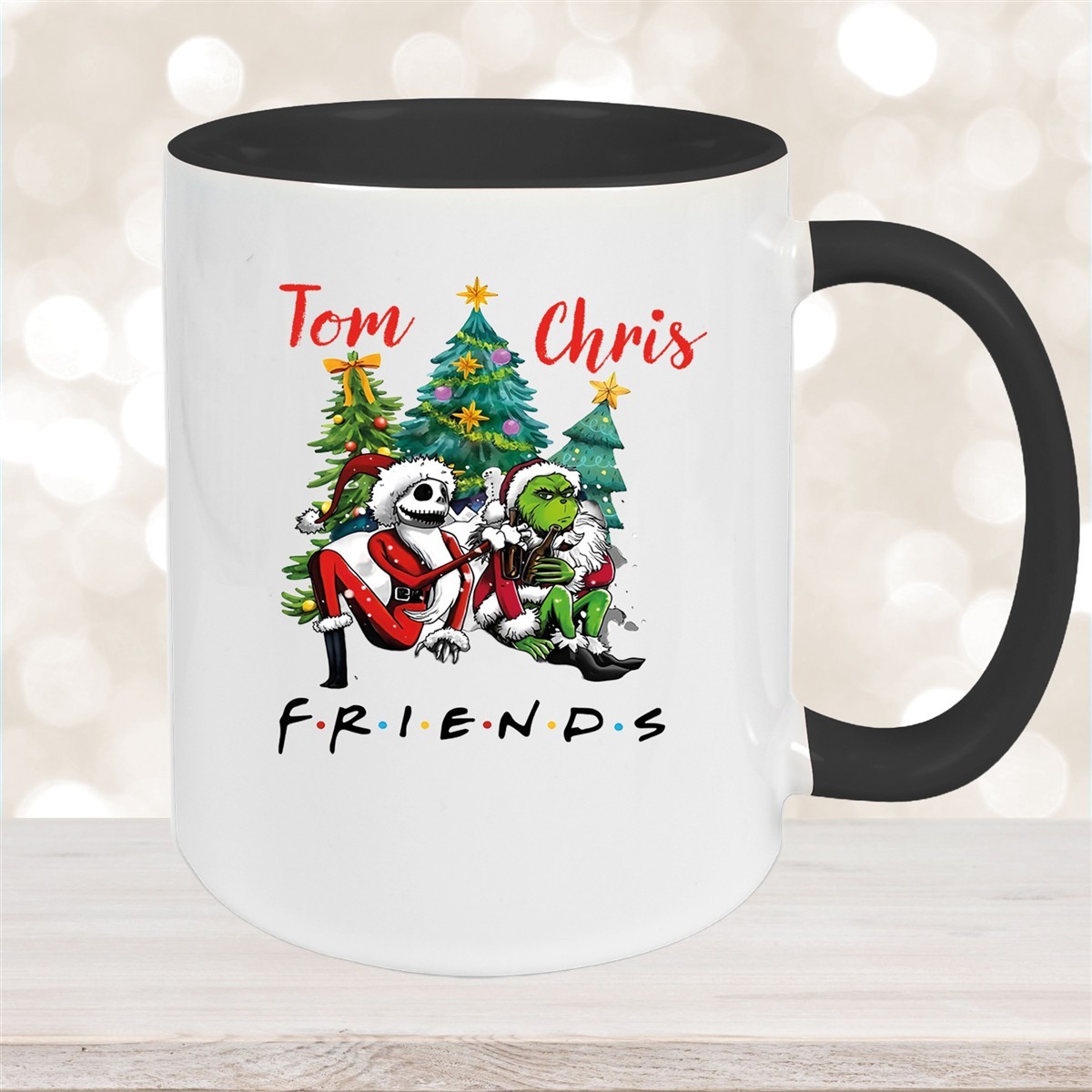Tasse Wunschname Weihnachten Grinch Jack #6 Keramik Becher Schwarz