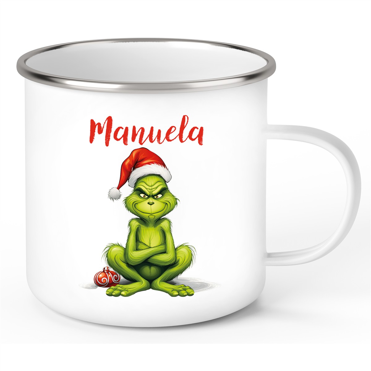 Tasse Wunschname Weihnachten Grinch 4 Emaille Kinderbecher