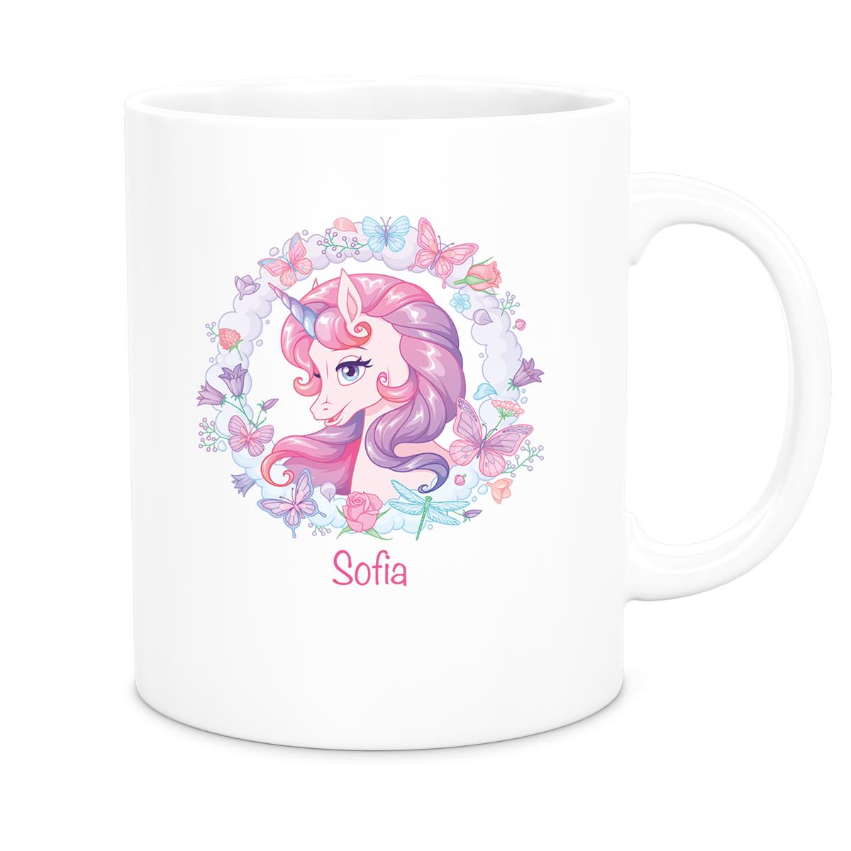 Tasse Wunschname Einhorn 1 Keramik Kinderbecher personalisiert versch. Farben