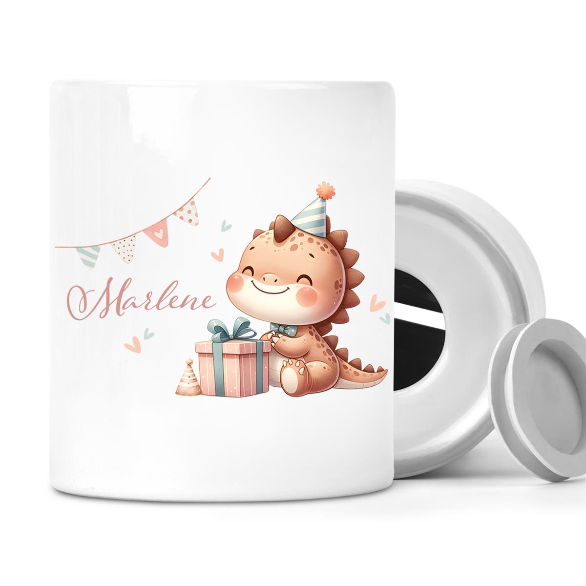 Spardose mit Wunschname Dino #18 personalisiert