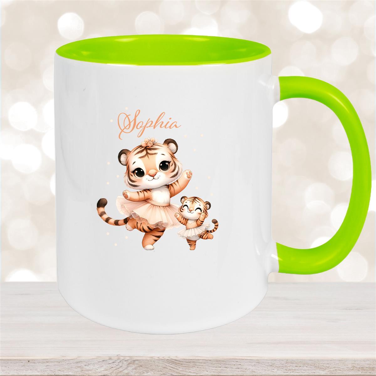 Tasse Wunschname Tiger #2 Keramik Kinderbecher versch. Farben