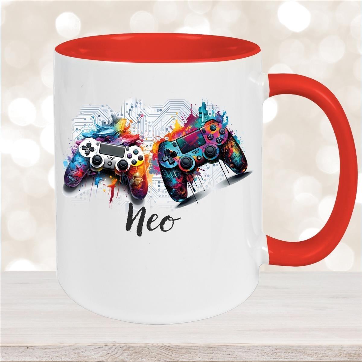 Tasse Gamer 1 Wunschname Keramik Kinderbecher personalisiert versch. Farben