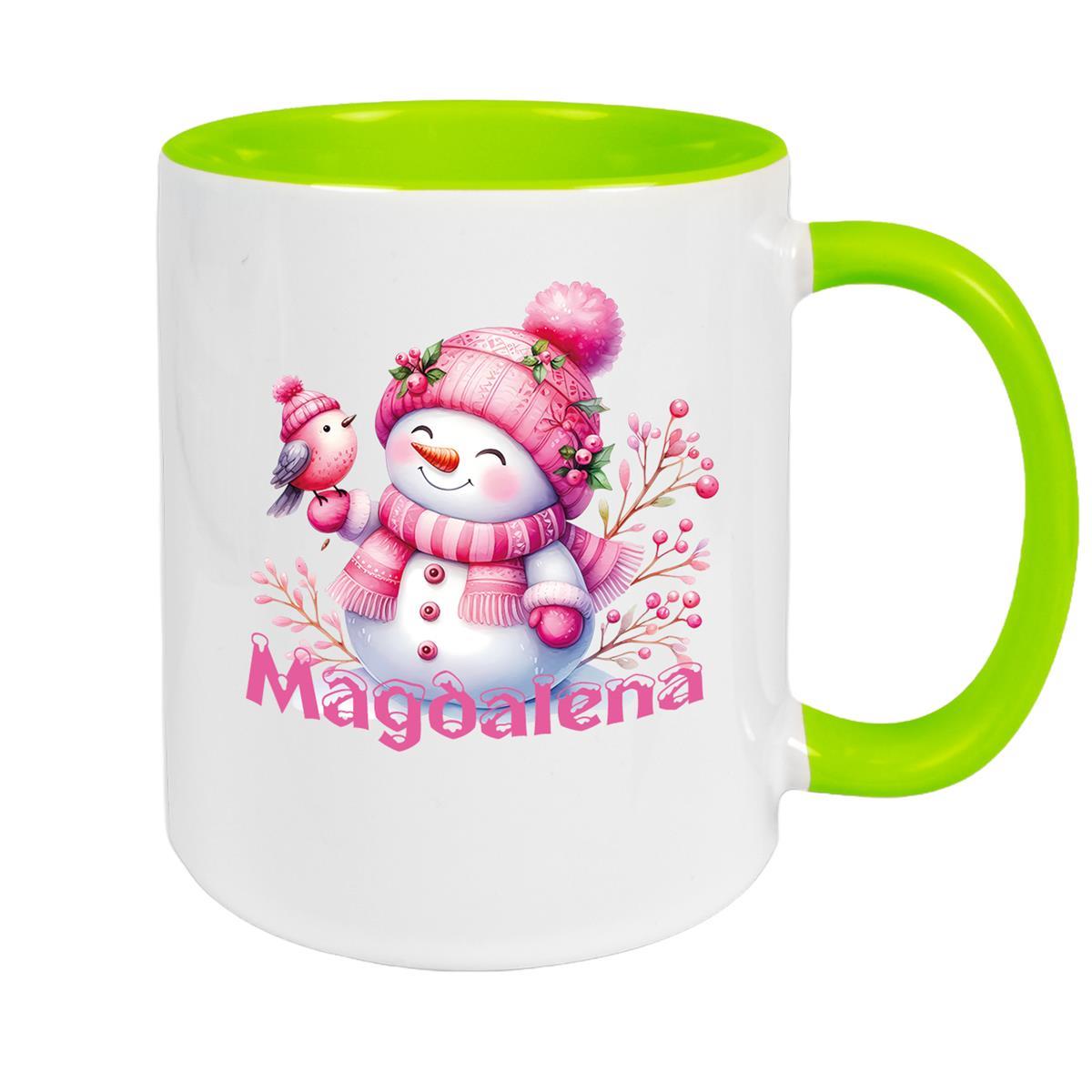 Tasse Wunschname Weihnachten Schneemann 1 Keramik Kinderbecher versch. Farben