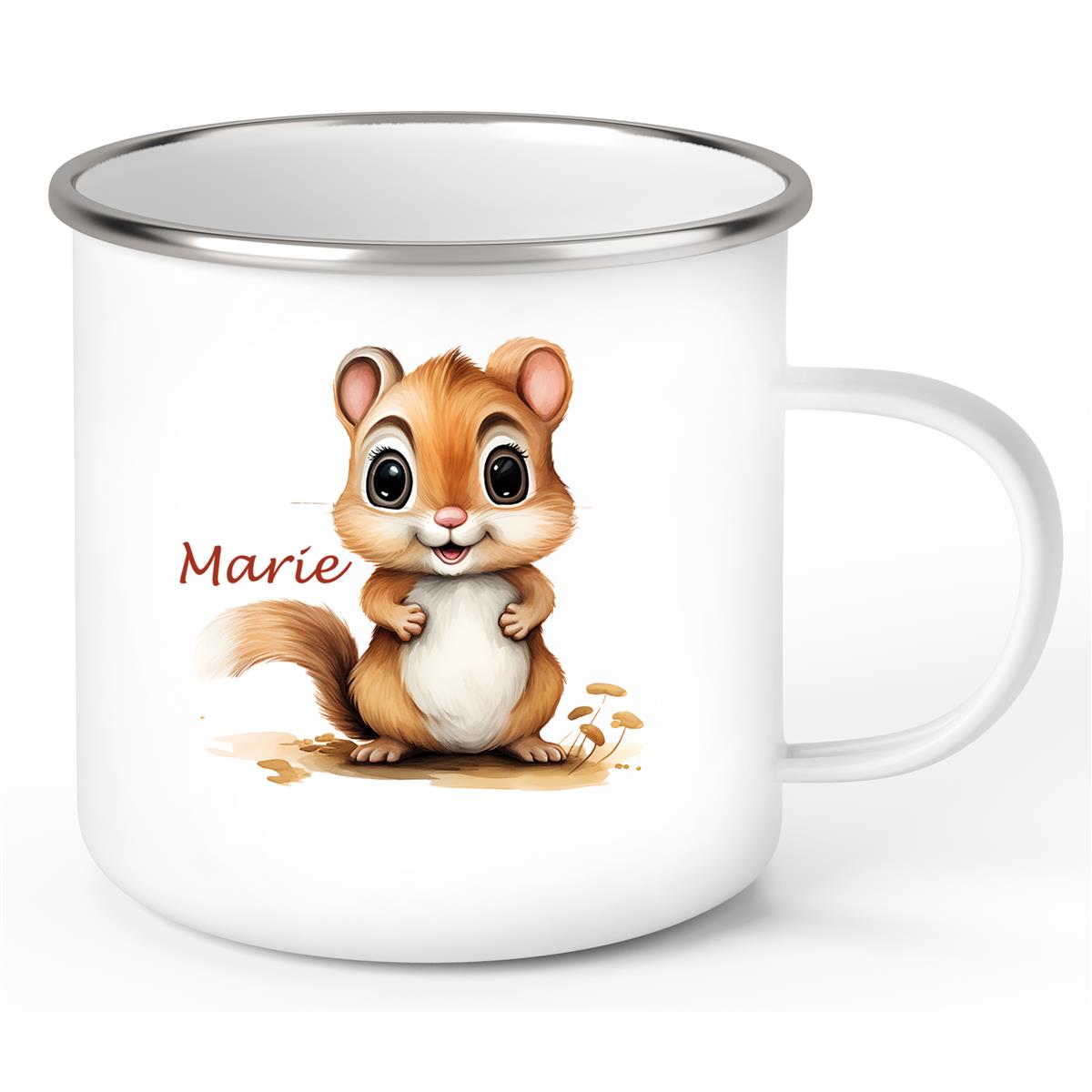 Tasse Wunschname Chipmunk 2 Emaille Kinderbecher personalisiert