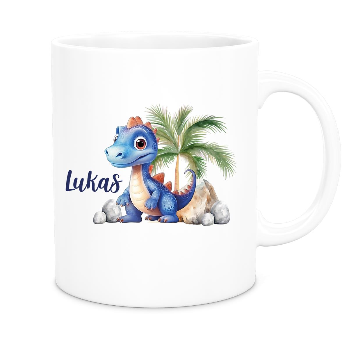 Tasse Dino 8 Wunschname Keramik Kinderbecher Personalisiert versch. Farben