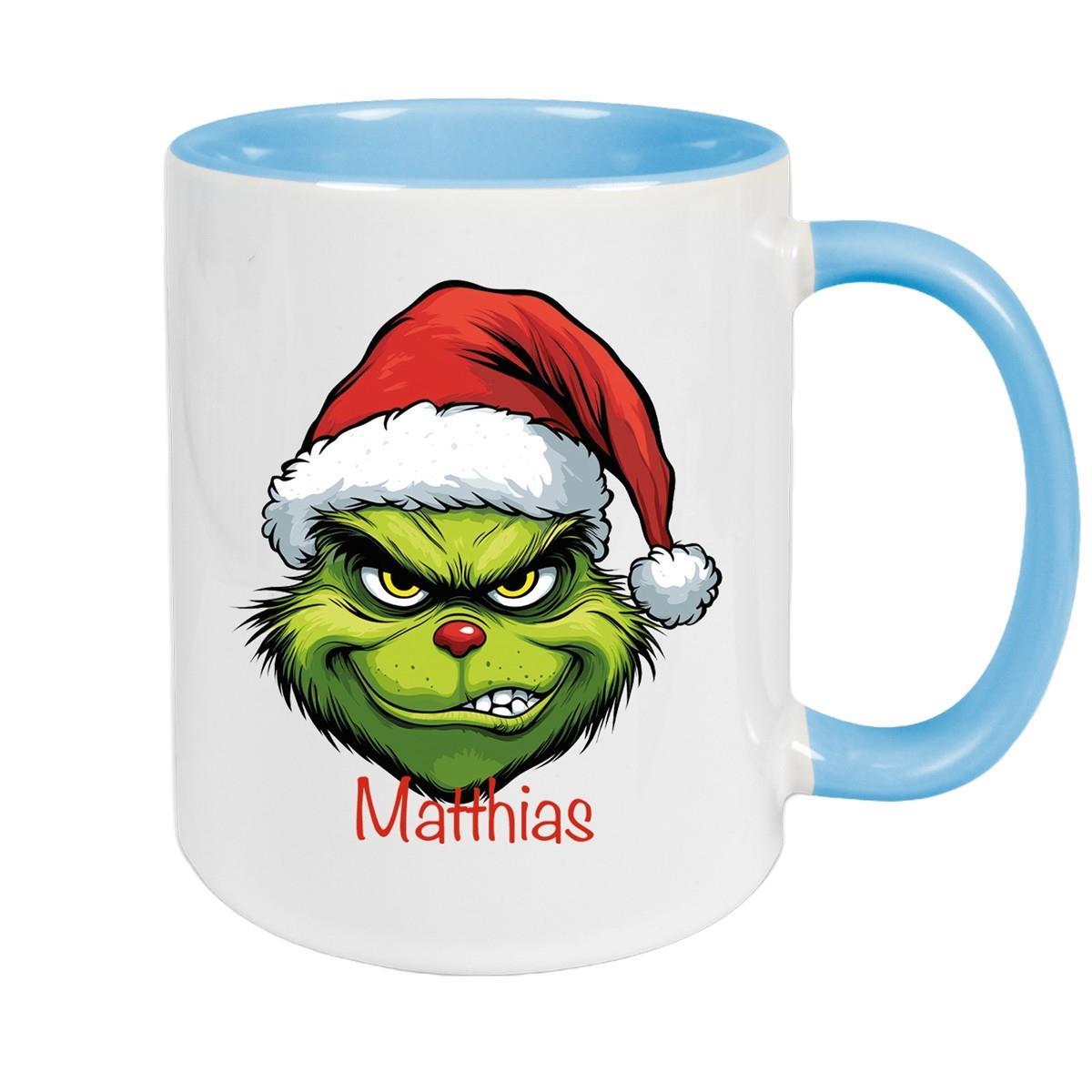 Tasse Wunschname Weihnachten Grinch 9 Keramik Kinderbecher versch. Farben