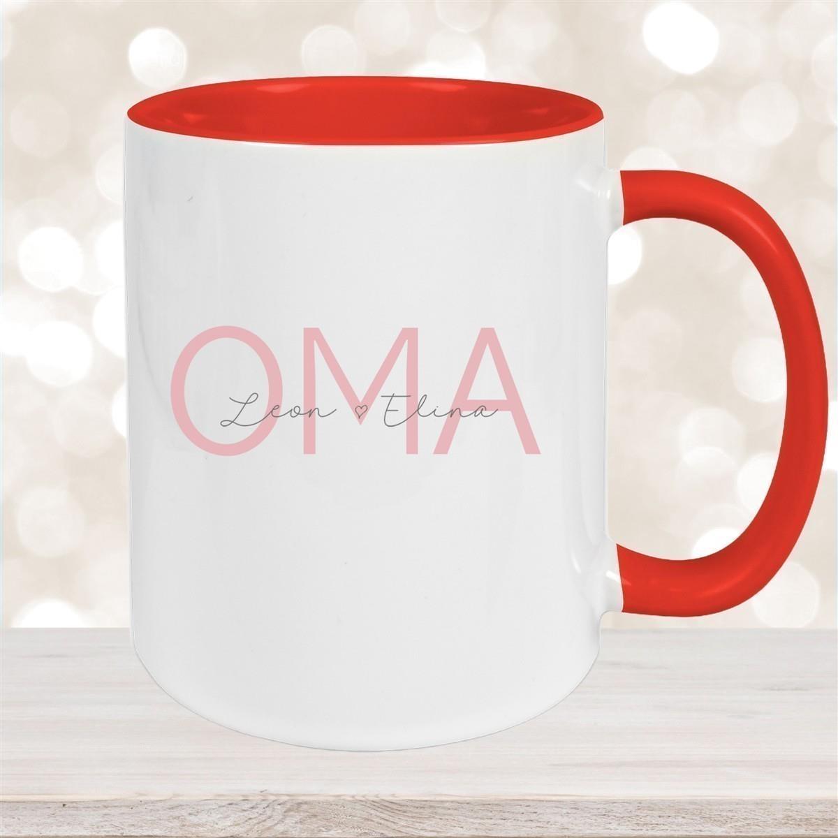 Tasse, Oma, Muttertag, Geburtstag 1 Wunschnamen Keramik Personalisiert versch. Farben