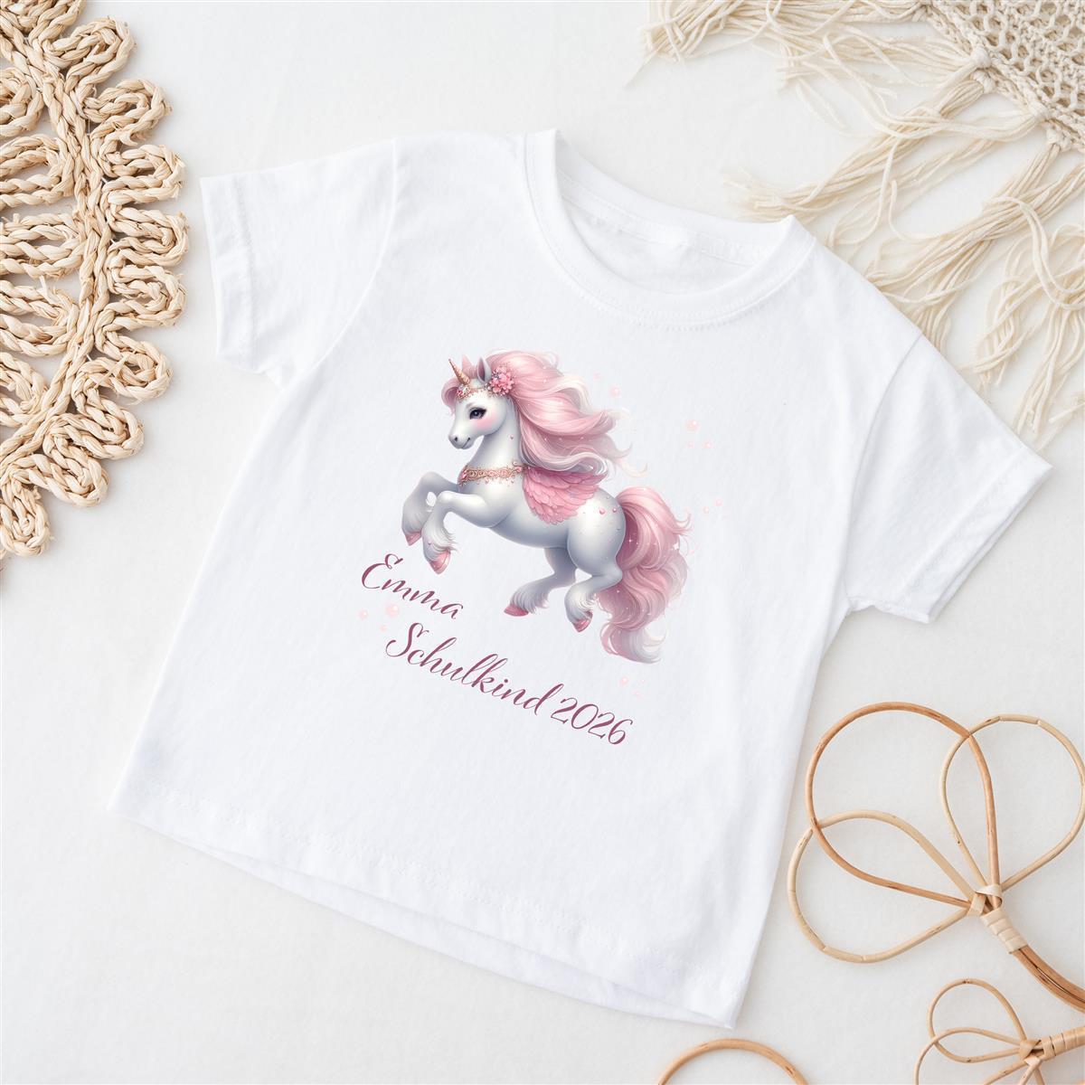 T-Shirt Schulkind-Einhorn 1 Personalisiert mit Namen Kinder