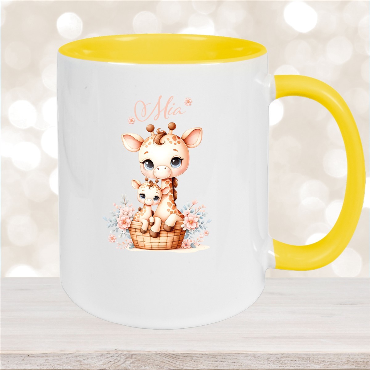 Tasse Wunschname Giraffe #2 Kinderbecher Keramik versch. Farben