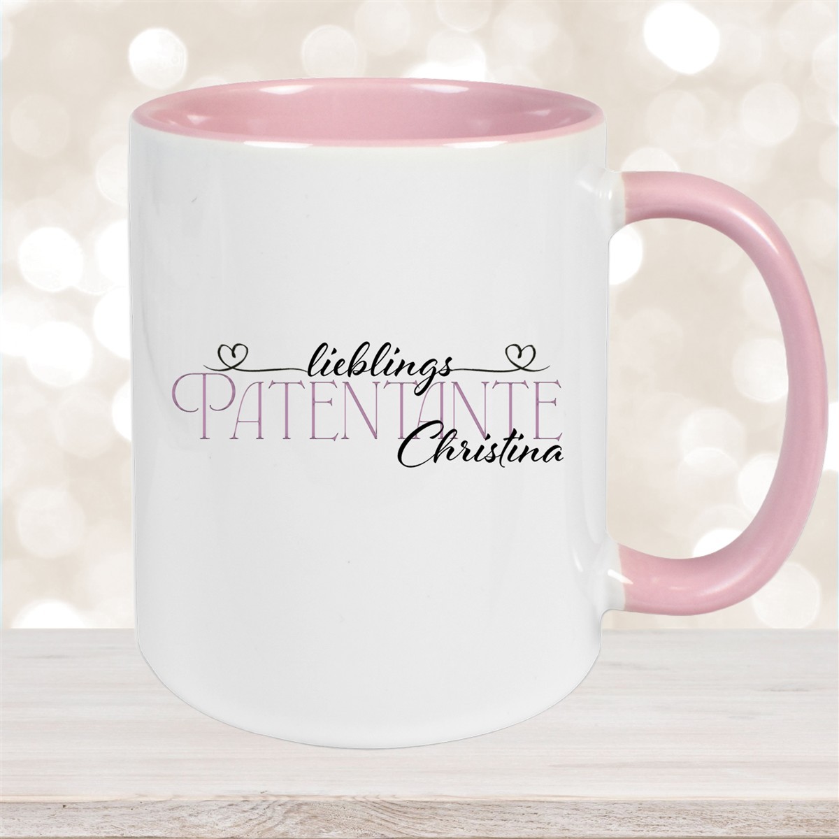 Tasse Wunschname Lieblings-Patentante #1 personalisiert Keramik Becher Altrosa