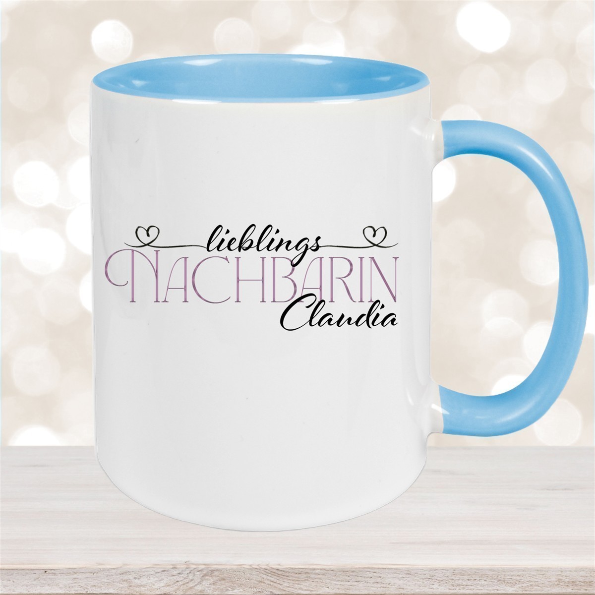 Tasse Wunschname Lieblings-Nachbarin #1 personalisiert Keramik Becher versch. Farben