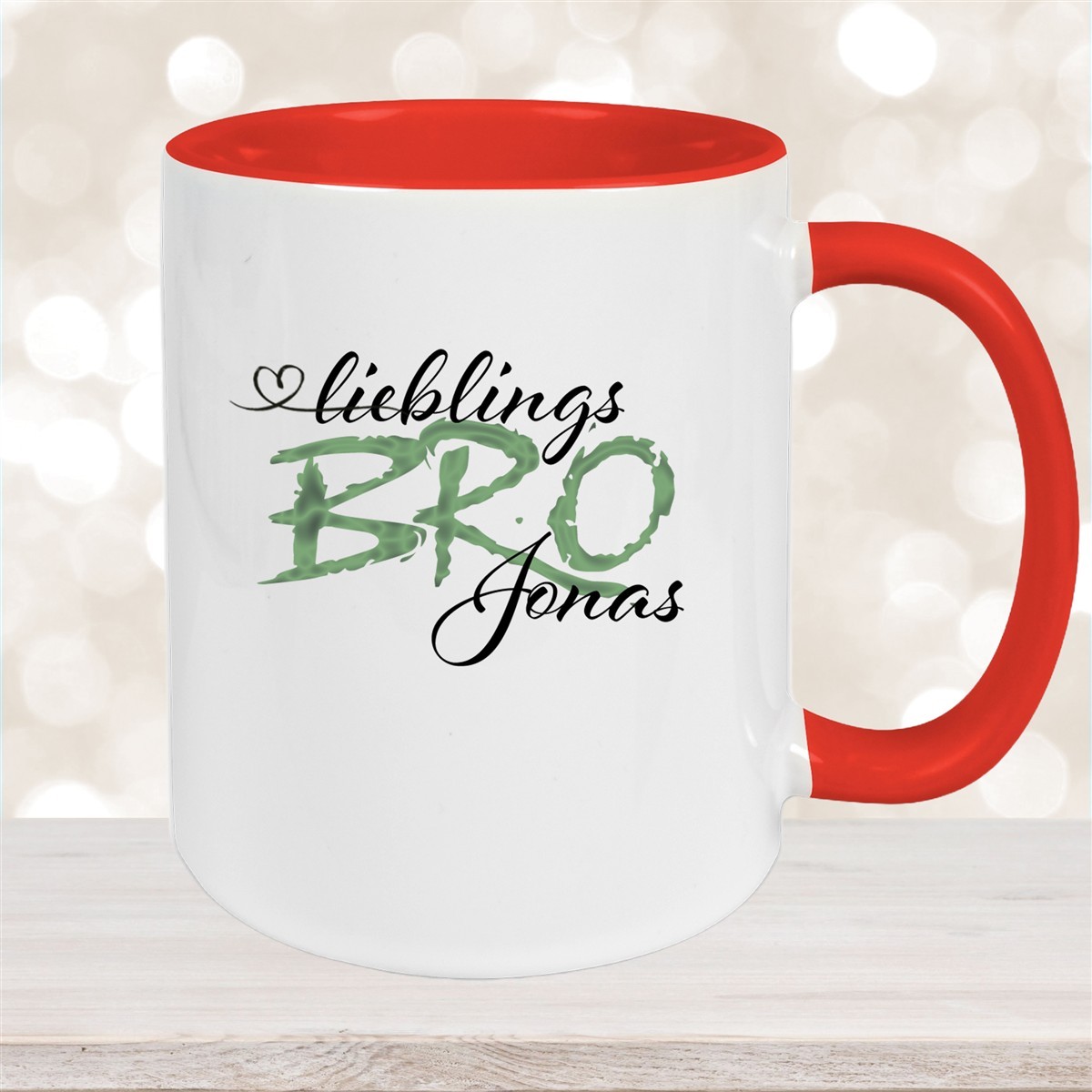 Tasse Wunschname Lieblings-BRO #2 personalisiert Keramik Becher Rot