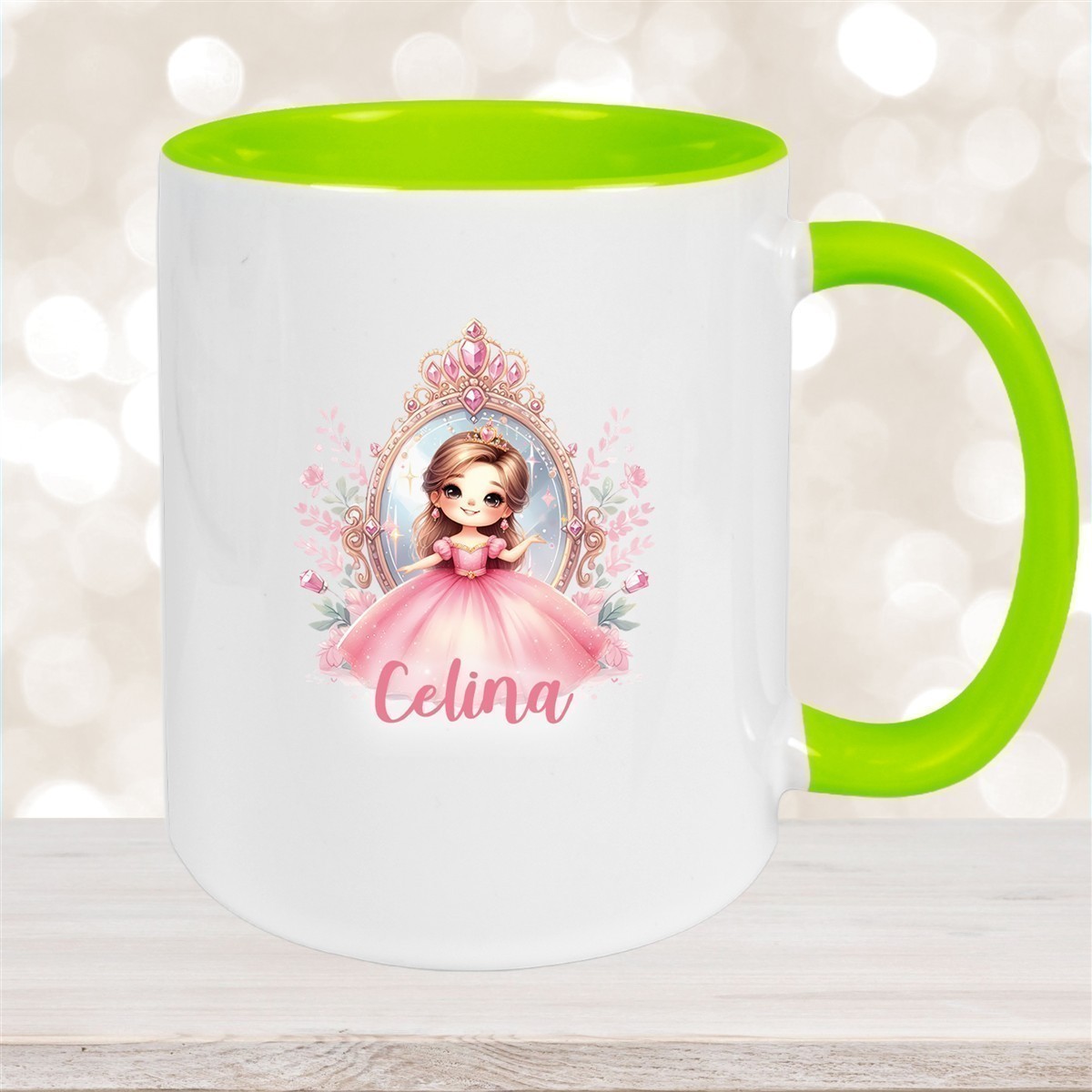 Tasse Kinder Prinzessin #2 Wunschname Keramik Kinderbecher personalisiert versch. Farben