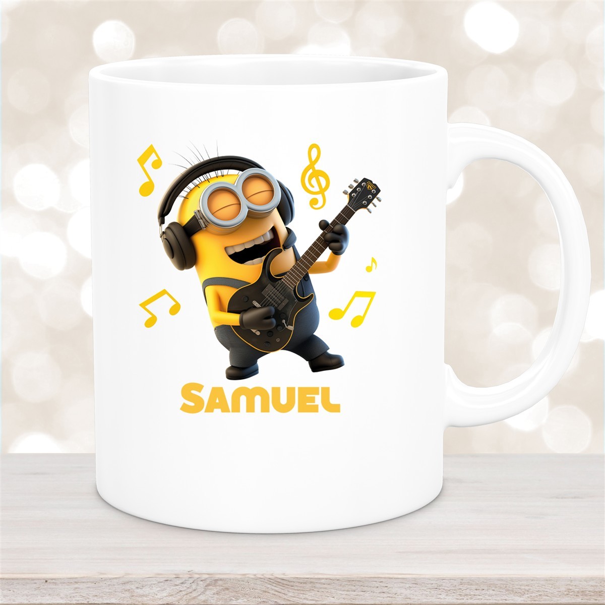 Tasse Minions Kinder Minion #6 Rockstar Wunschname Keramik Kinderbecher personalisiert versch. Farben Weiß