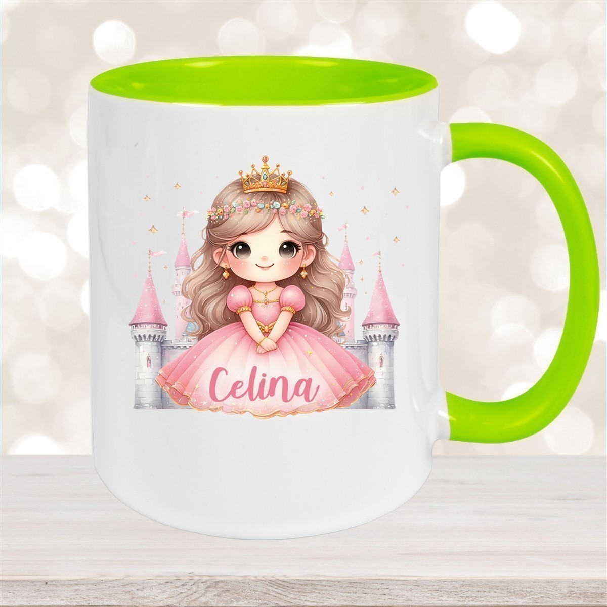 Tasse Kinder Prinzessin #3 Wunschname Keramik Kinderbecher personalisiert versch. Farben