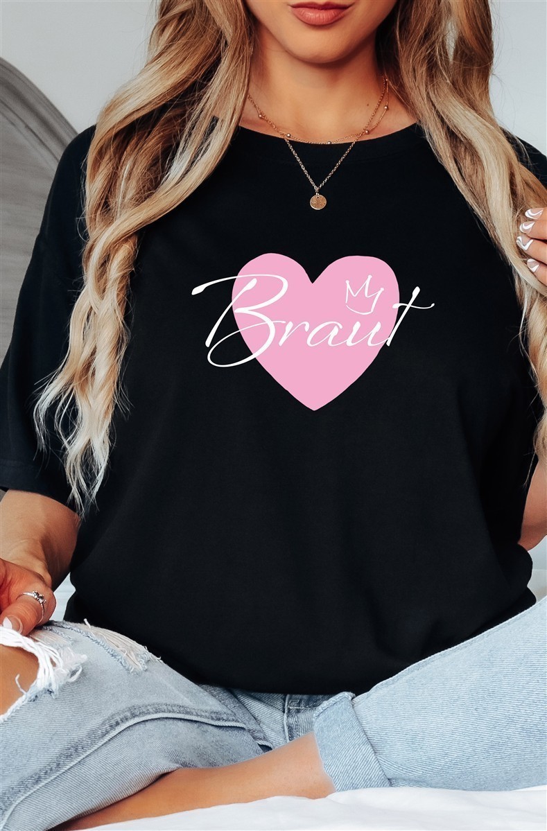 T-Shirt Braut & Team-Braut #04 Herz Damen-Shirt für den Junggesellinnenabschied