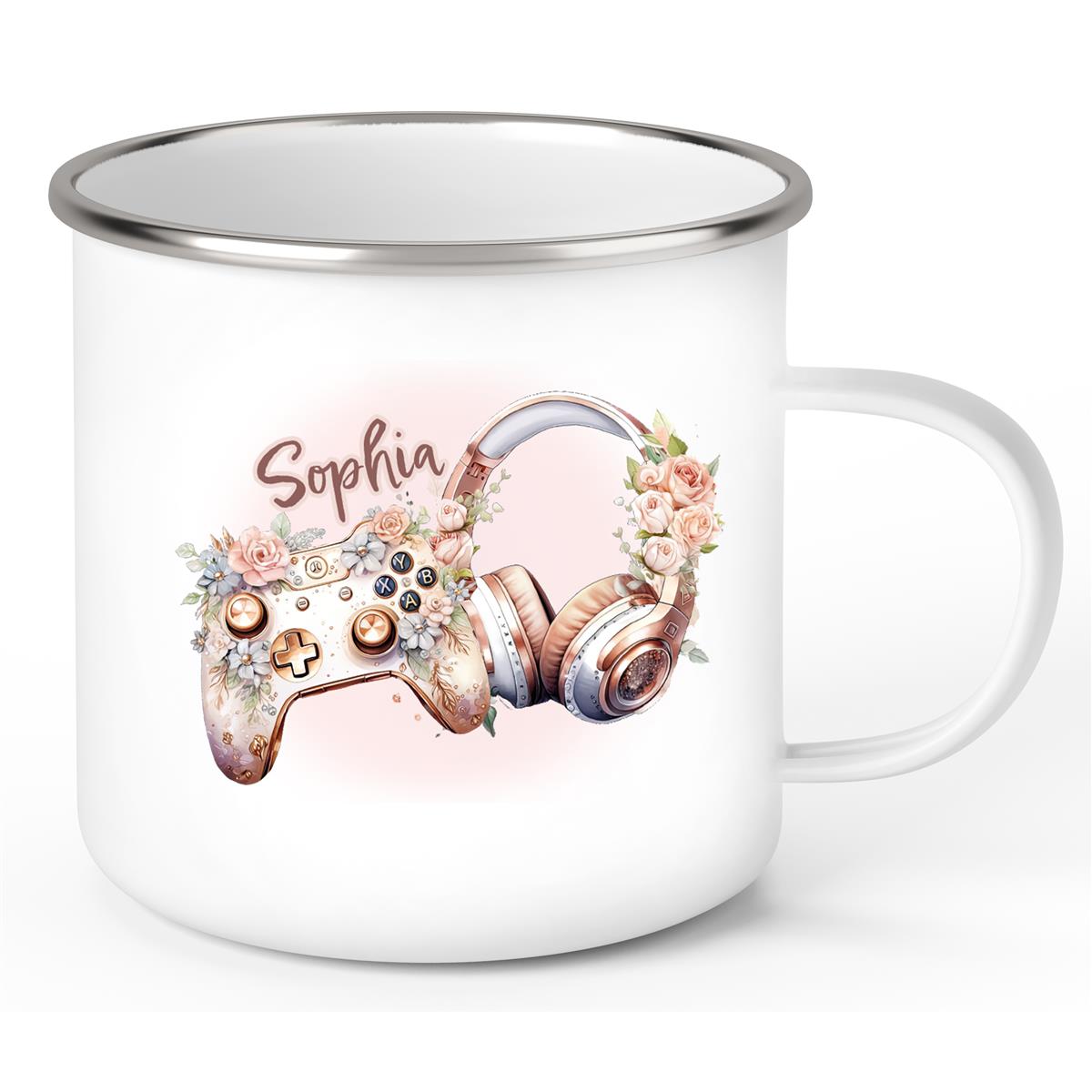 Tasse Gamer 4 Wunschname Emaille Kinderbecher personalisiert