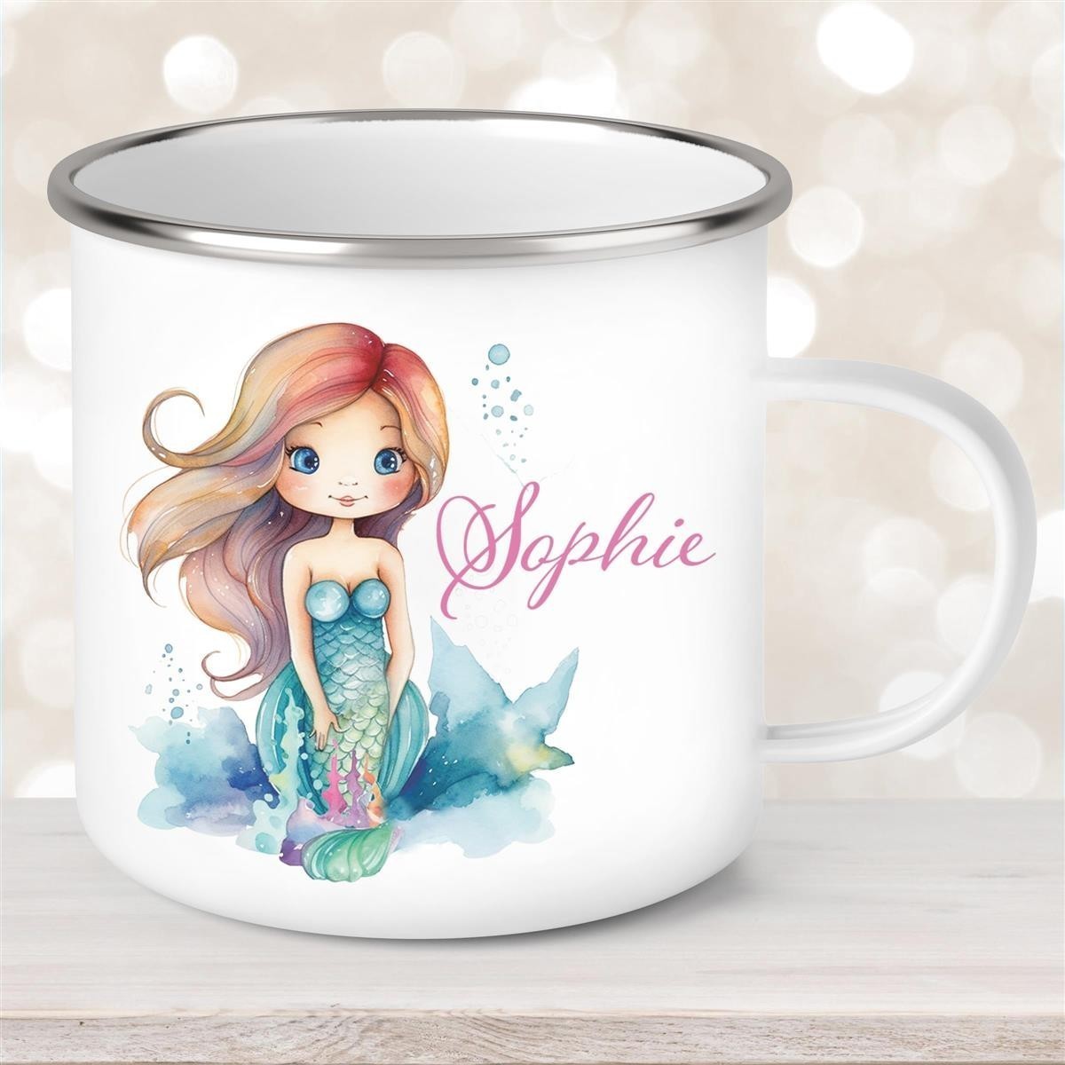 Tasse Wunschname Meerjungfrau #2 Emaille Kinderbecher