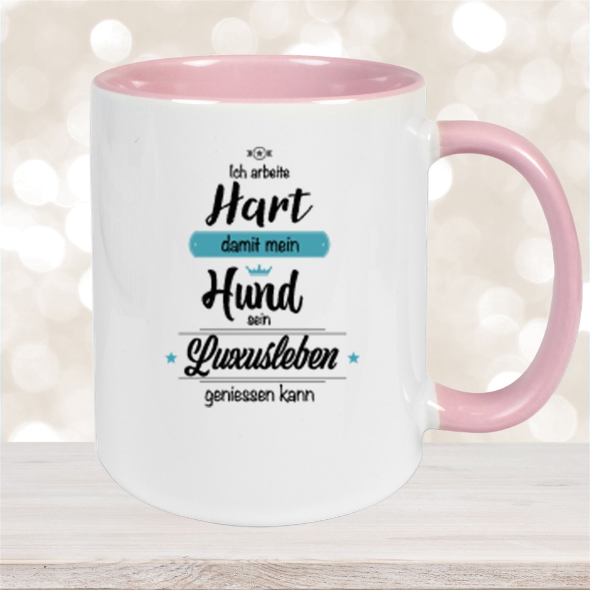 Tasse Wunschname Spruch-Hund #1 Keramik Altrosa