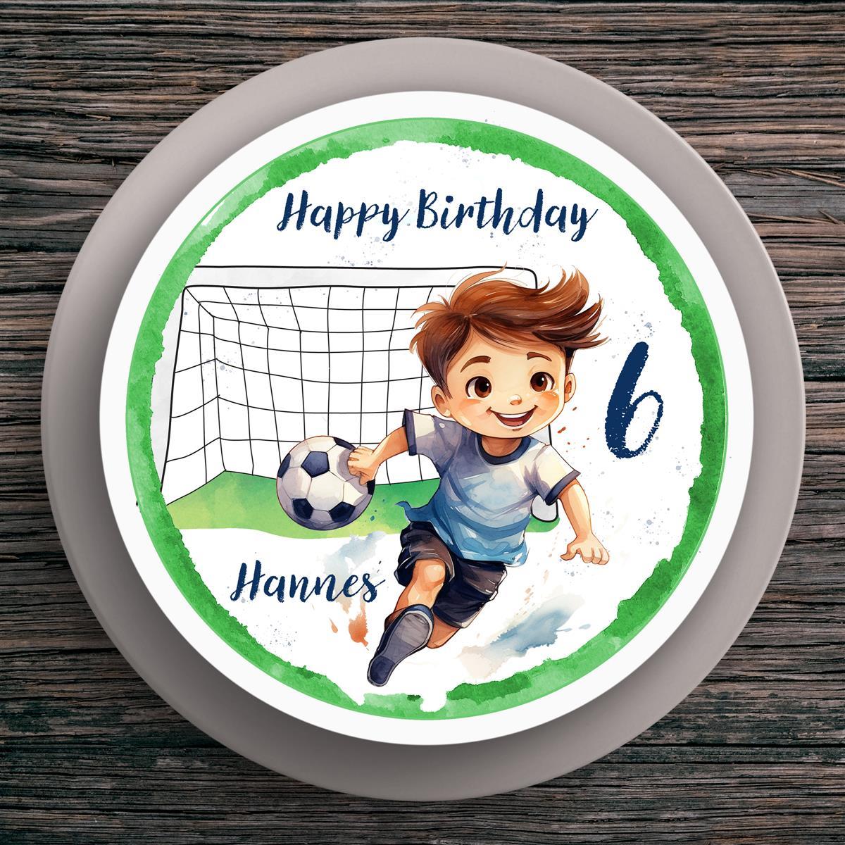 Tortenaufleger Geburtstag Fußball #1 Name & Zahl (20cm)