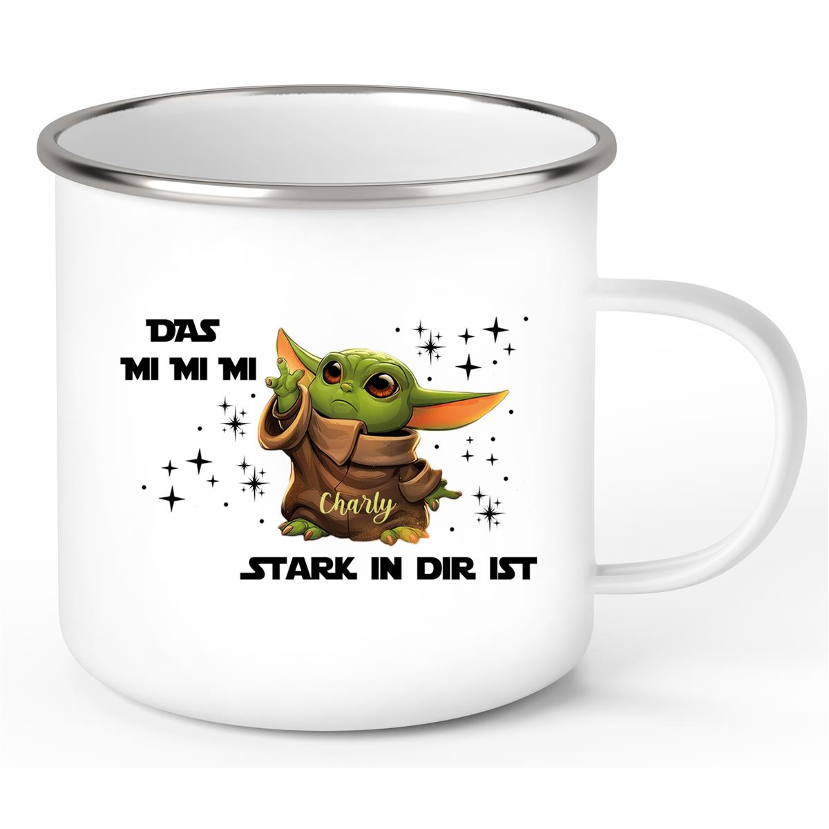 Tasse Wunschname Baby-Yoda 1 Emaille Kinderbecher personalisiert