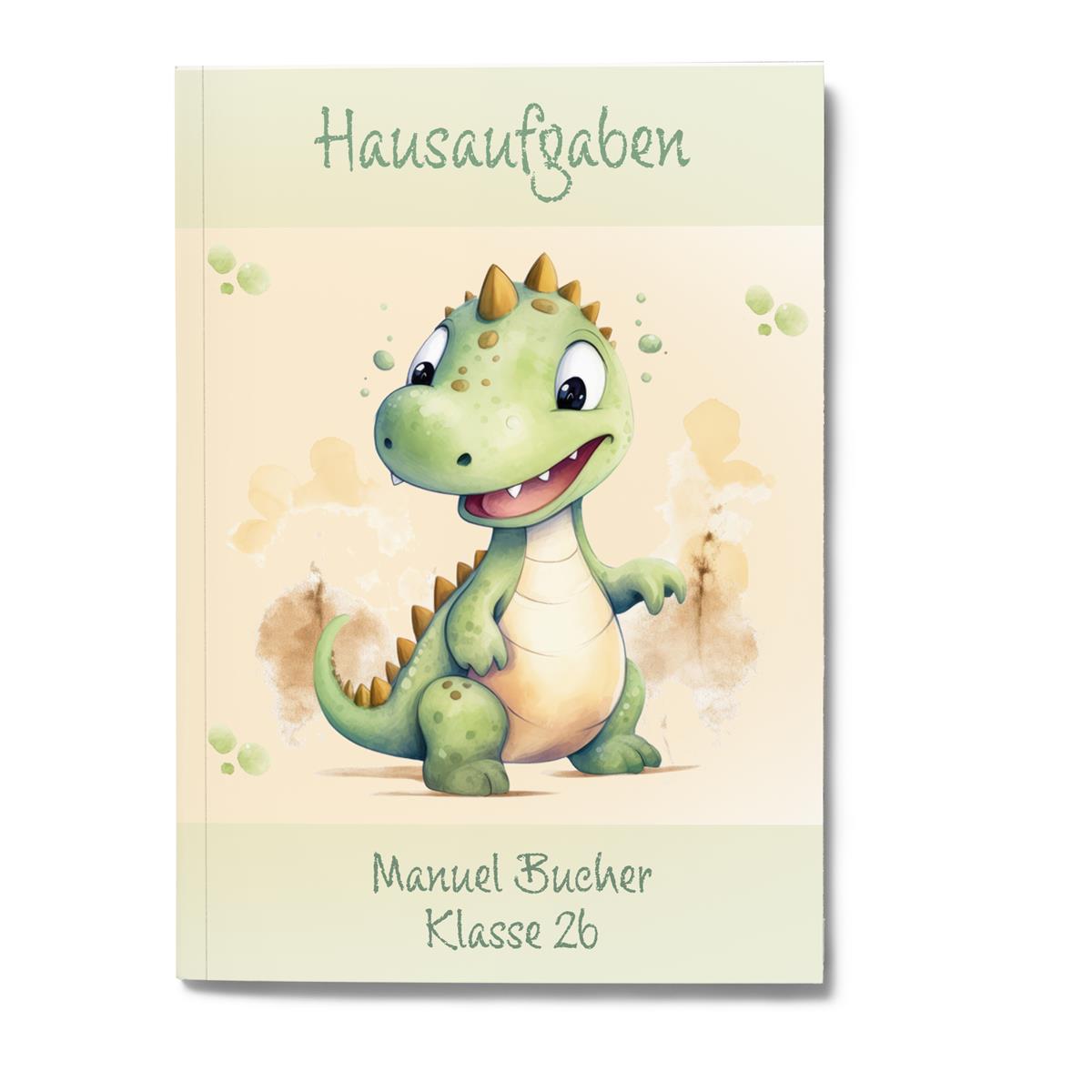 Hausaufgabenheft Dino #3  DIN A5 - 48 Blatt mit Name und Klasse