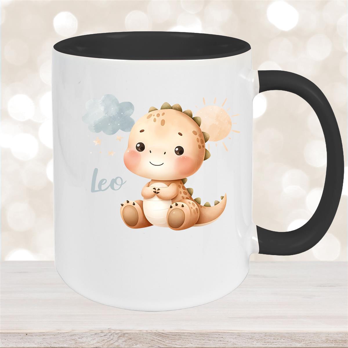 Tasse Dino #19 Wunschname Keramik Kinderbecher Personalisiert versch. Farben