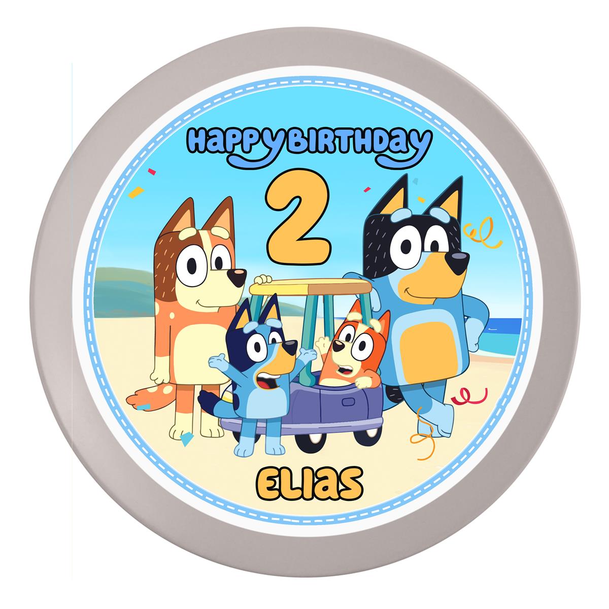 Tortenaufleger Geburtstag Bluey #2 Name & Zahl (20cm) Fondant Papier