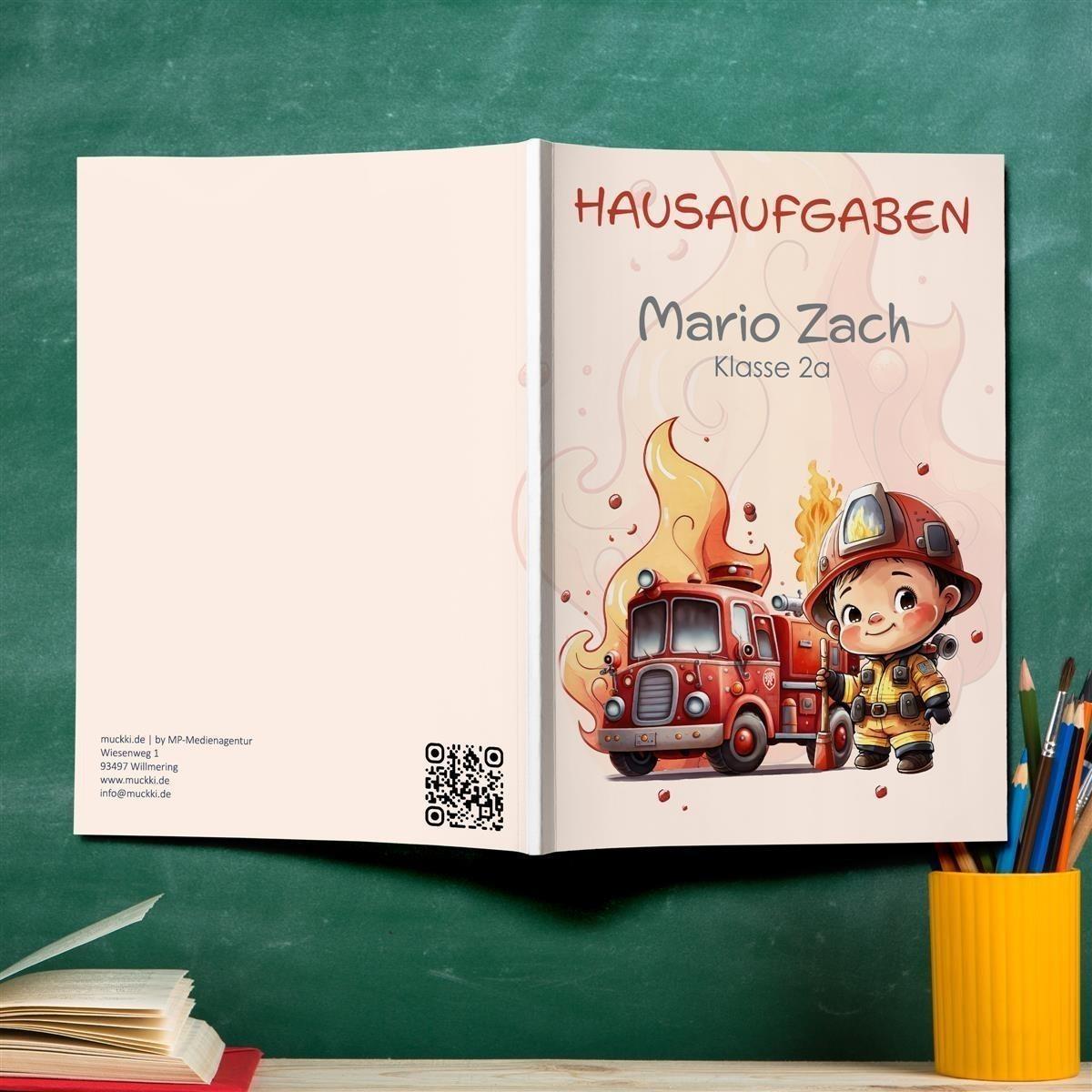 Hausaufgabenheft Feuerwehr 1 DIN A5 - 48 Blatt mit Name und Klasse